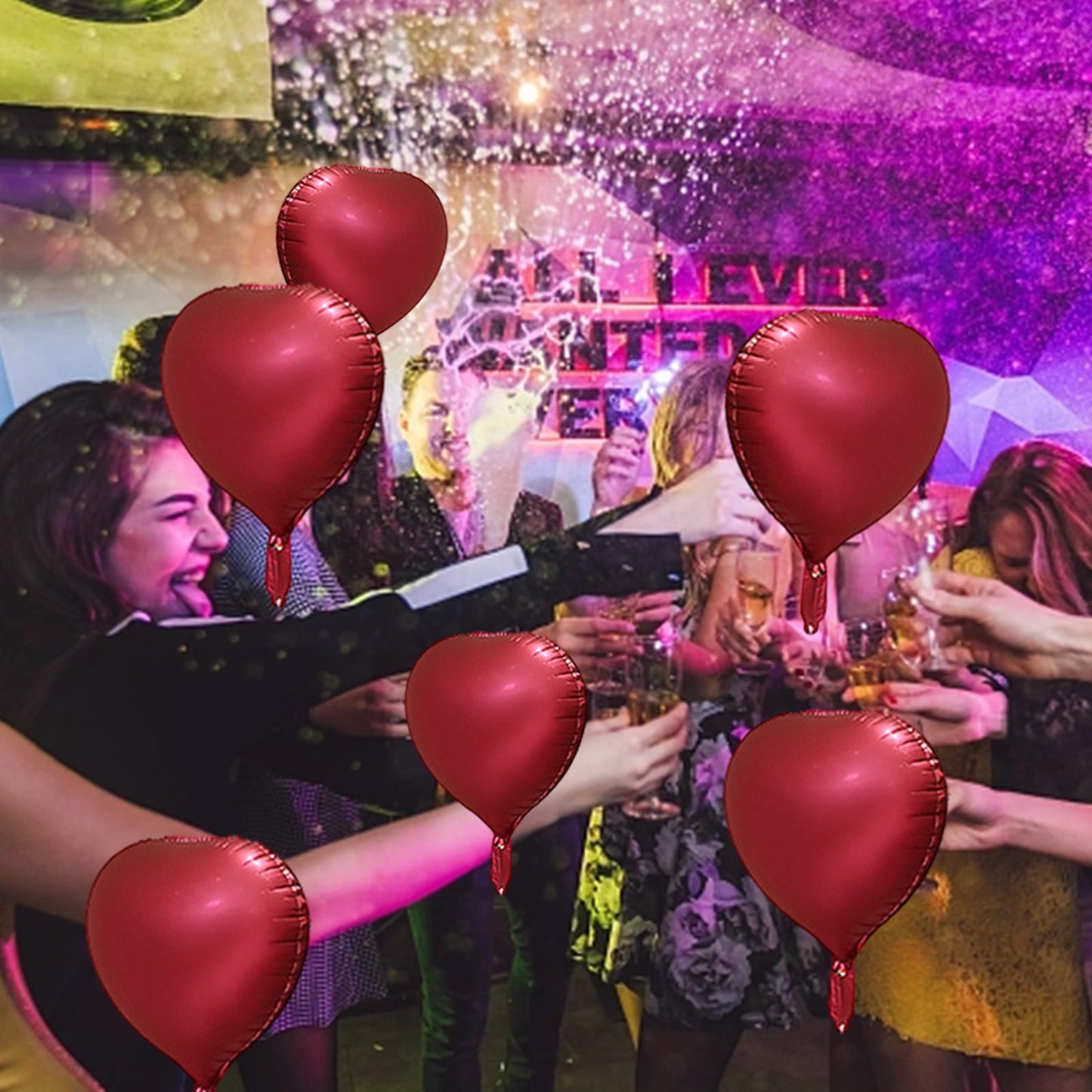 Lksixu 10pcs Heart Foil Balloons - 18inch Heart Shape Mylar Balloons For Romantic Love Valentine Is Day Wedding Birthay Party Decorations Valentines Day Decor 17.32" Pink