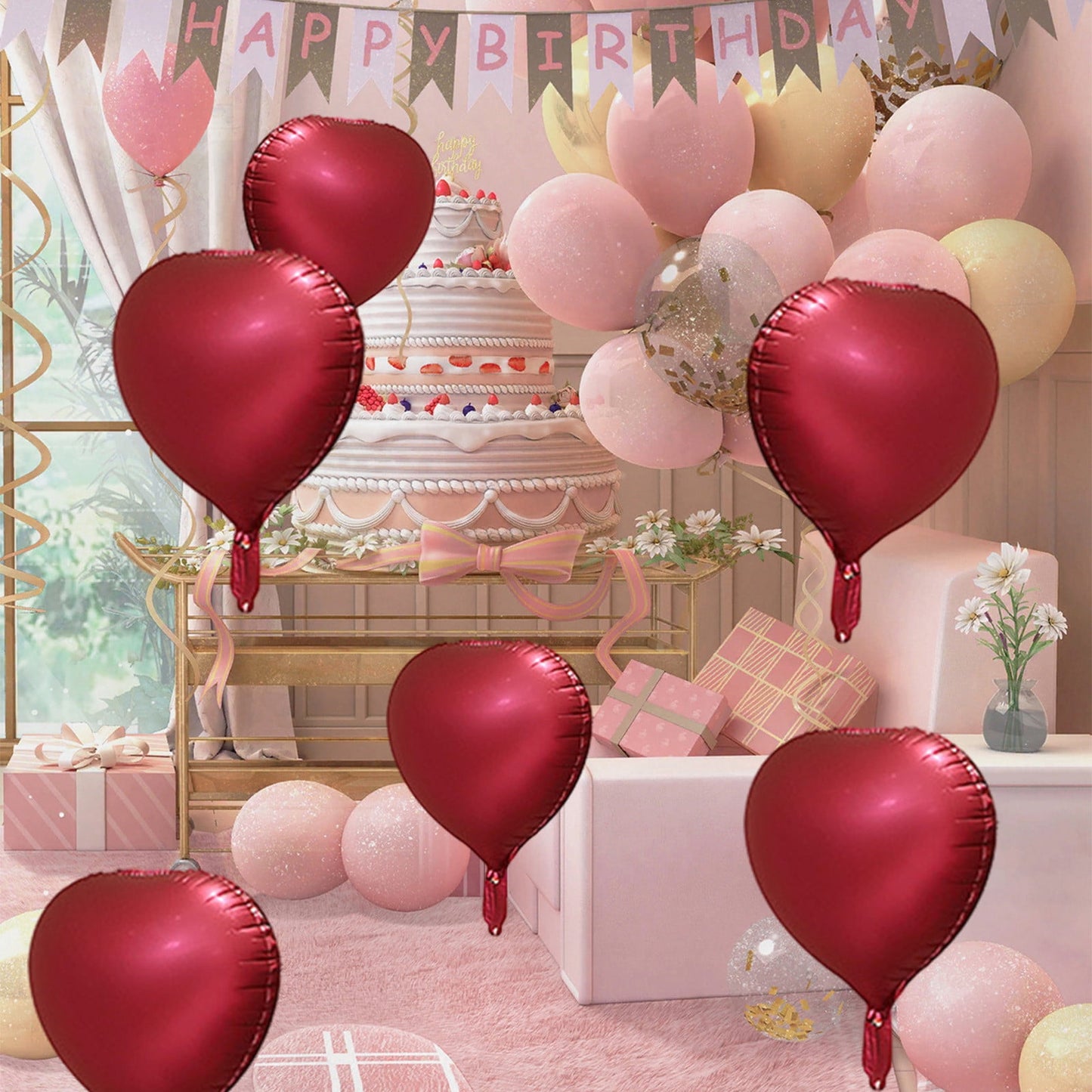 Lksixu 10pcs Heart Foil Balloons - 18inch Heart Shape Mylar Balloons For Romantic Love Valentine Is Day Wedding Birthay Party Decorations Valentines Day Decor 17.32" Pink