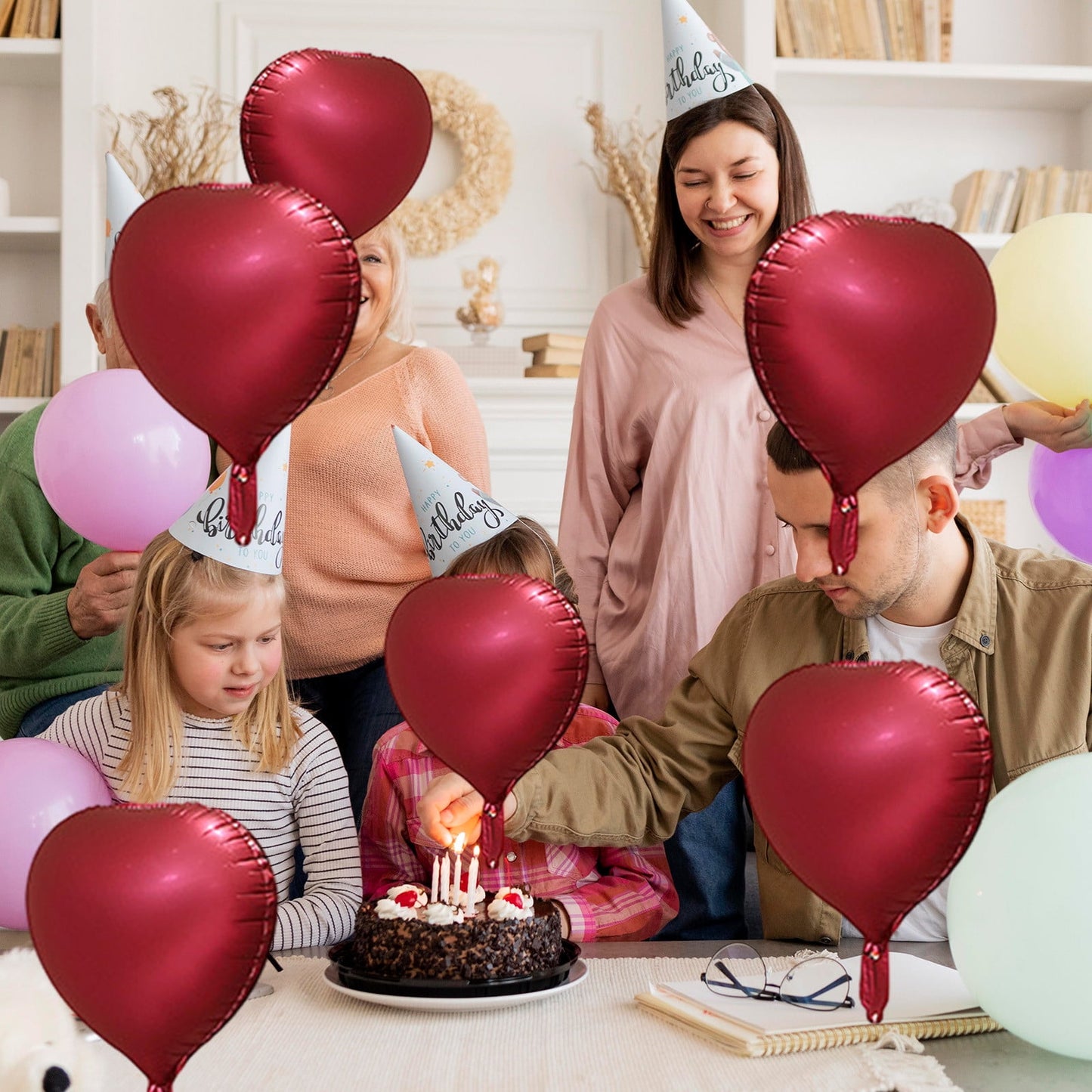 Lksixu 10pcs Heart Foil Balloons - 18inch Heart Shape Mylar Balloons For Romantic Love Valentine Is Day Wedding Birthay Party Decorations Valentines Day Decor 17.32" Red