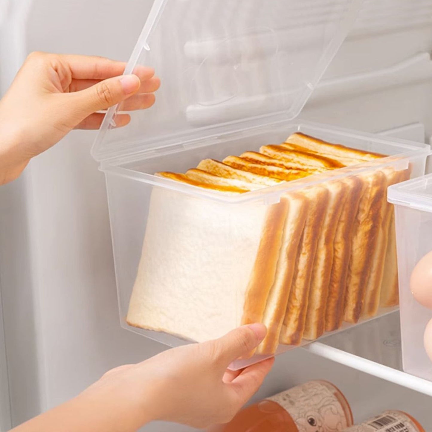Lksixu Storage Bins with Lids Airtight Bread Storage Containers Bread Bin Plastic Reusable Loaf Cake Clear Bread Dispenser Fresh Bread Organizer Bin （7.48×5.12 in）