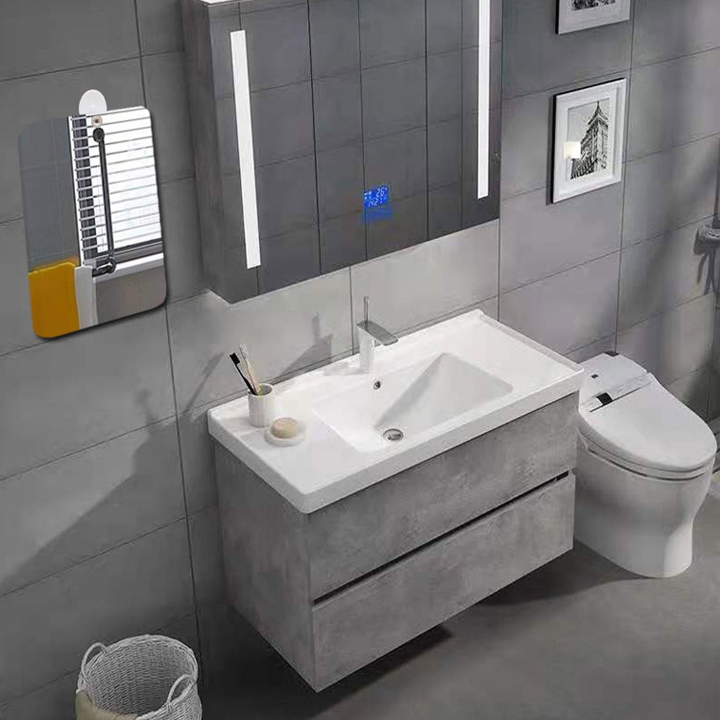 Chmadoxn Large Fogless Shower Mirror （9.84×7.87 inch）, Includes 1 Adhesive Hooks, Anit-Fog Shower Mirror, Shower Makeup Shave Mirror, Frameless Shower Mirror, Wall Hanging Mirror