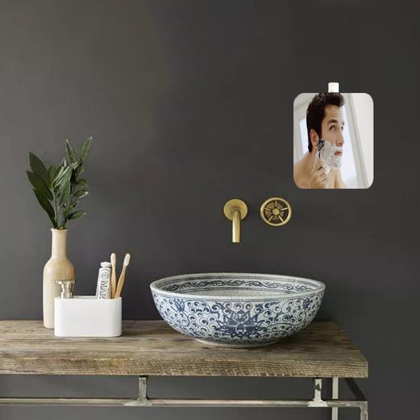 Chmadoxn Large Fogless Shower Mirror （9.84×7.87 inch）, Includes 1 Adhesive Hooks, Anit-Fog Shower Mirror, Shower Makeup Shave Mirror, Frameless Shower Mirror, Wall Hanging Mirror