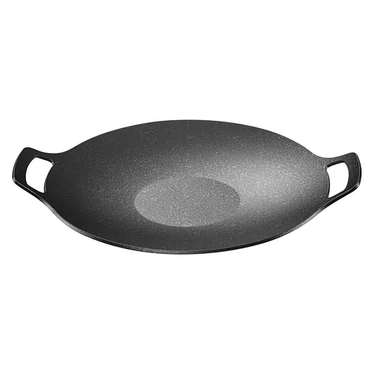 Chmadoxn Diameter 10.9 inch Universal Cast Iron Grill Pan, Large Round Cast Iron Pan with Two Handles, Multifunctional Frying Pan 10.9" A