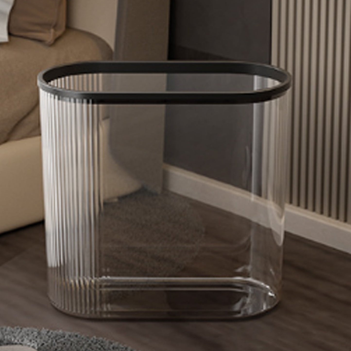 Chmadoxn Transparent Trash Can, Bathroom Trash Cans with Lids, Plastic Slim Waste Basket with Press Top Lid, Clear Garbage Can for Bathroom, Bedroom, Kitchen,Home,Office 11.22×11.73×5.62 in Clear