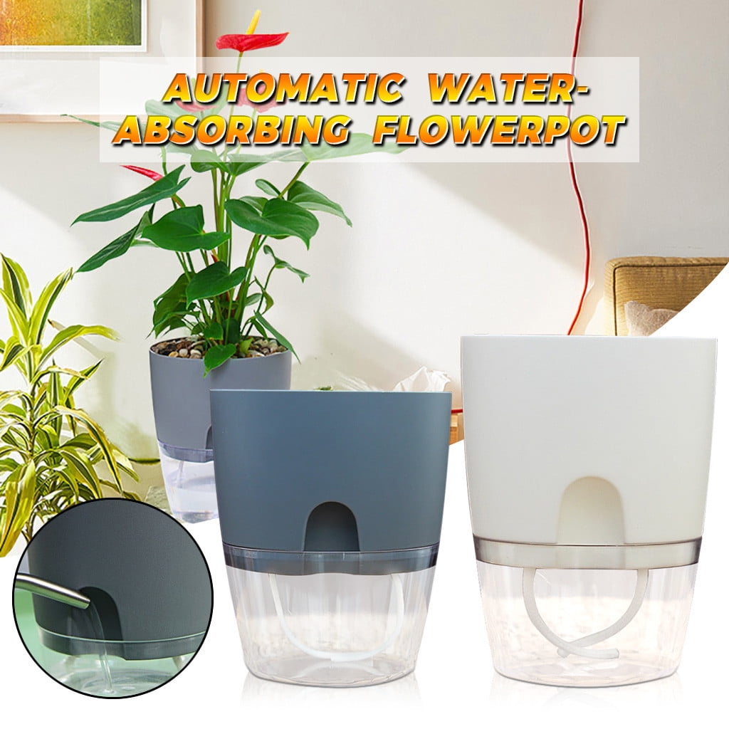 Darzheoy Self Watering Planter, 4 Inch Self Watering Pots for Indoor Plants, Self Watering Planters with Wick Rope for All House Herbs, Plants, Violets and Dahlias White