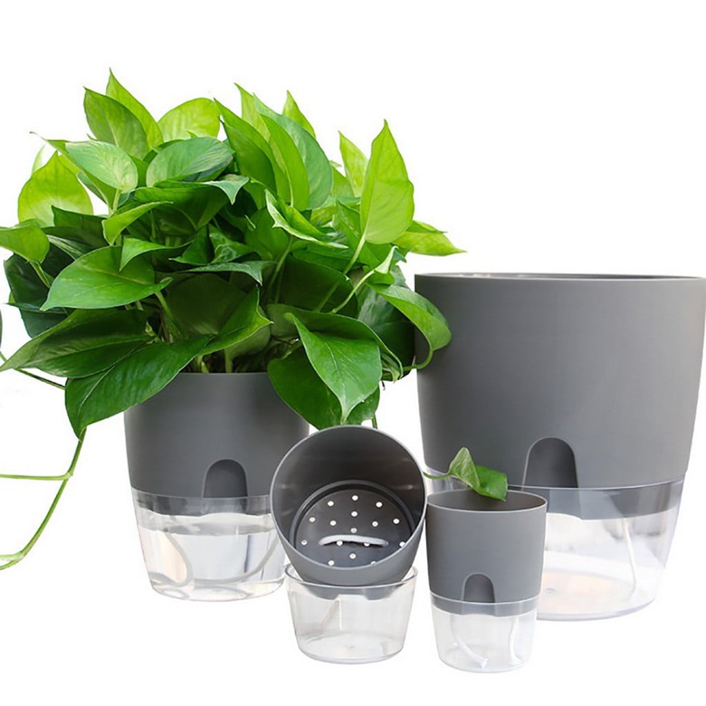 Darzheoy Self Watering Planter, 4 Inch Self Watering Pots for Indoor Plants, Self Watering Planters with Wick Rope for All House Herbs, Plants, Violets and Dahlias White