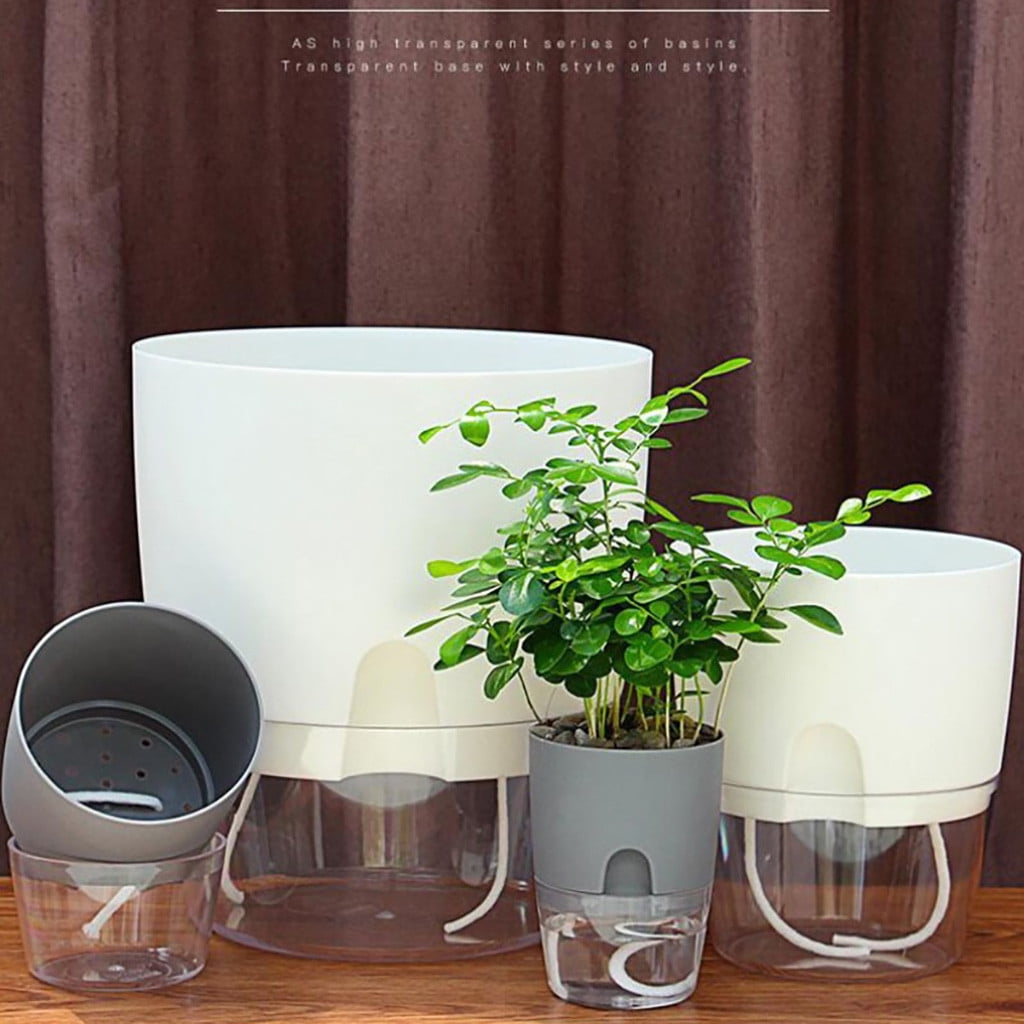 Darzheoy Self Watering Planter, 4 Inch Self Watering Pots for Indoor Plants, Self Watering Planters with Wick Rope for All House Herbs, Plants, Violets and Dahlias White