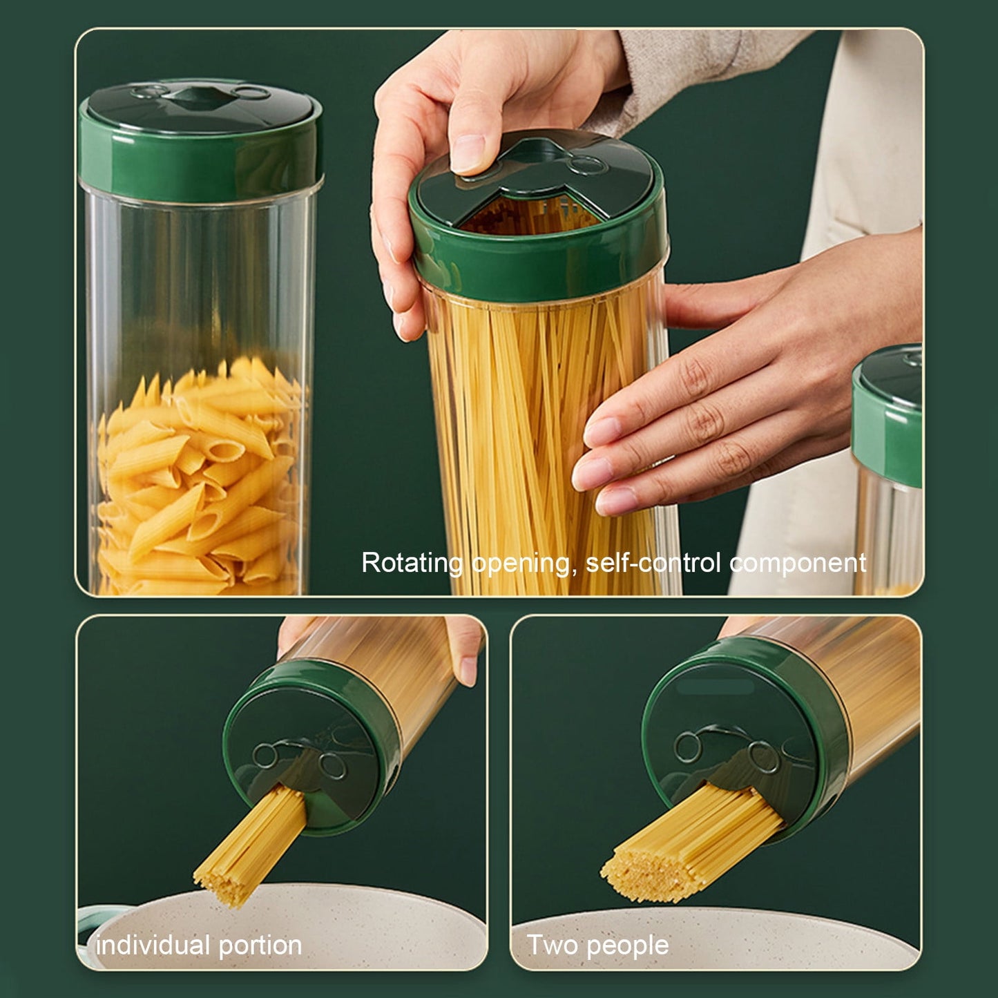 Chmadoxn Storage Container With Lid, Tall Clear Airtight Food Storage Jar with Lid Kitchen Pantry Storage Container for Spaghetti Jars Flour Cereals Coffee Beans As Show D