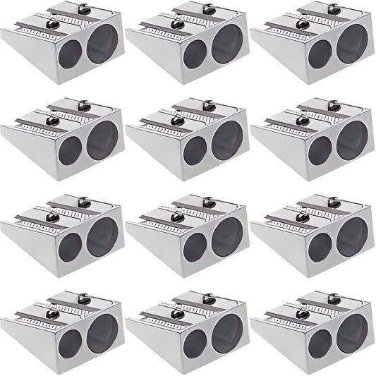 Chmadoxn Pencil Sharpener Survival, Hand Held Pencil Sharpener, Metal Pencil Sharpener Magnesium, 2-Hole Pencil Sharpener Magnesium Alloy Wedge Profile, Magnesium Alloy Pencil Sharpener (12 pc) 0.9×0.9×0.4 in B