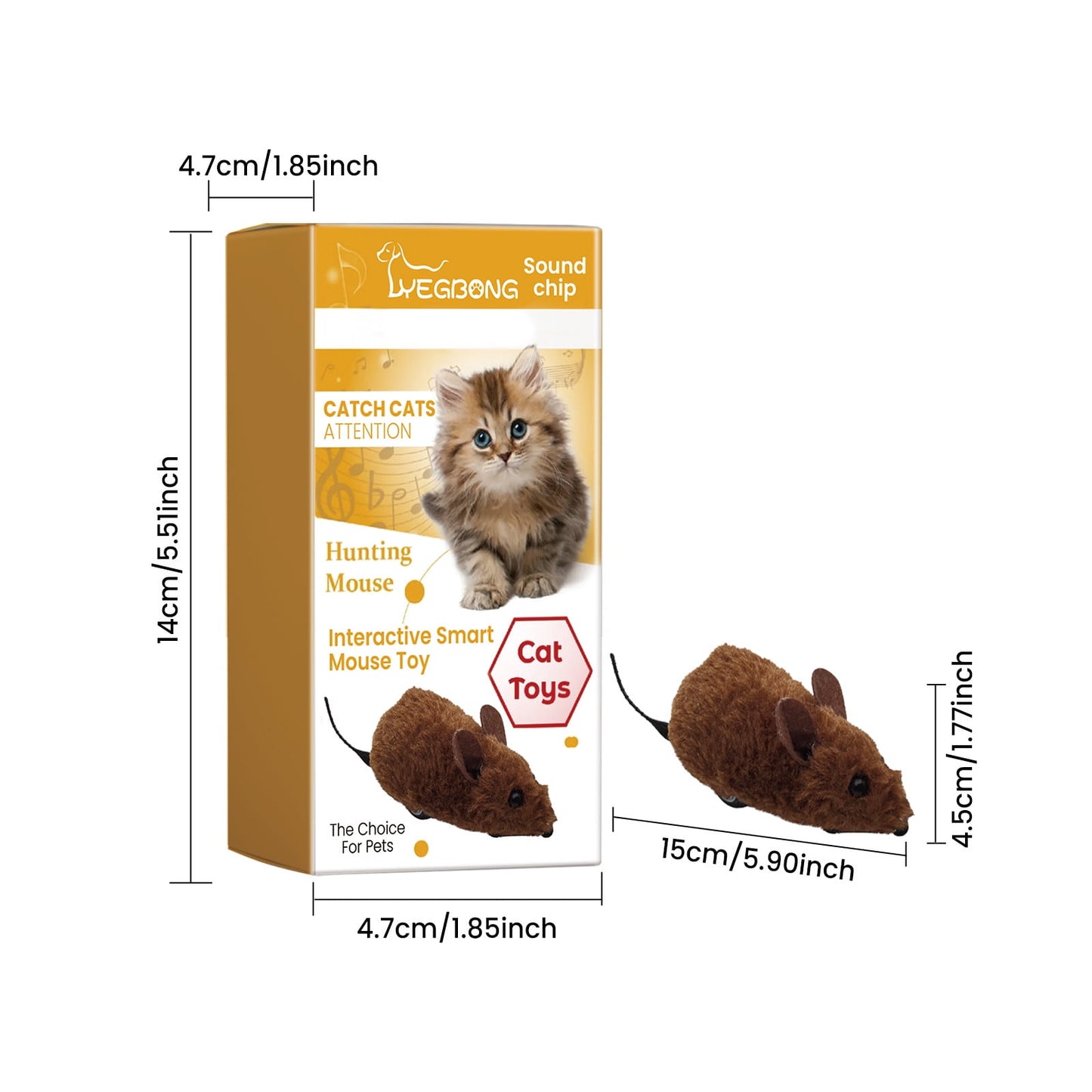 Darzheoy Interactive Toys for Indoor Cats, Mouse Toys with Electronic Realistic Squeaky Sound, Automatic Moving Kitten Toys Electric Mice Toy Self Play Exercise Brown