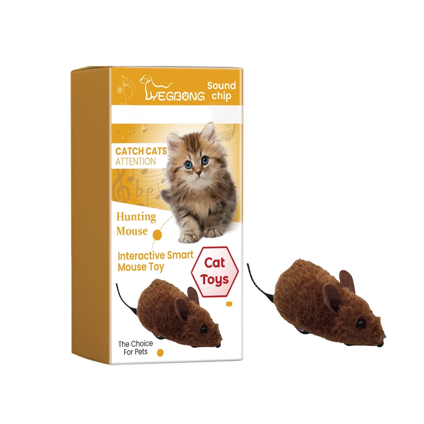 Darzheoy Interactive Toys for Indoor Cats, Mouse Toys with Electronic Realistic Squeaky Sound, Automatic Moving Kitten Toys Electric Mice Toy Self Play Exercise Brown