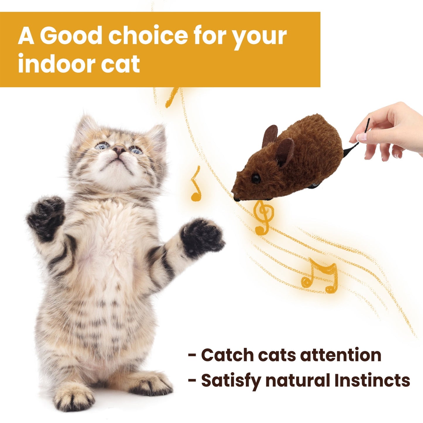 Darzheoy Interactive Toys for Indoor Cats, Mouse Toys with Electronic Realistic Squeaky Sound, Automatic Moving Kitten Toys Electric Mice Toy Self Play Exercise Brown