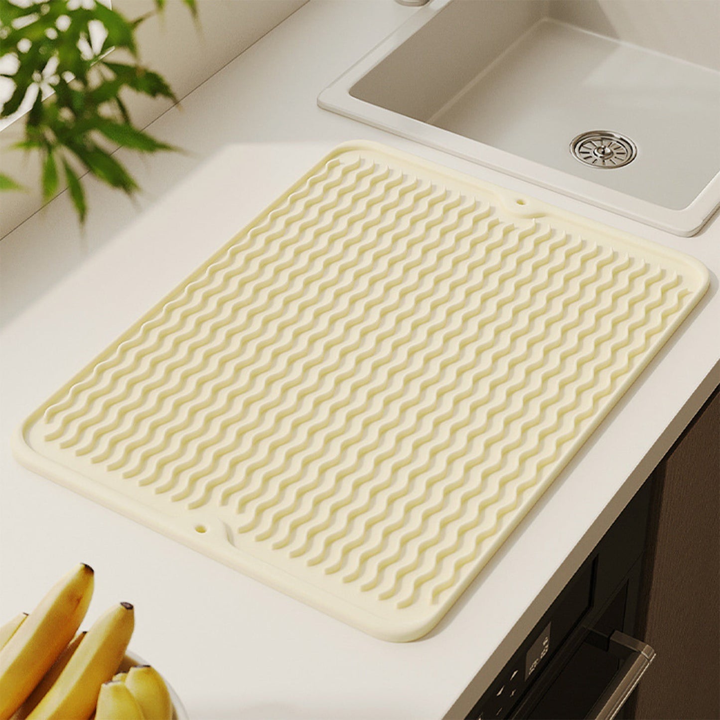 Chmadoxn Dish Drying Mat,Large Dish Drying Mats, Non-Slip Mat Easy Clean Drying Mat Large Heat Dish Drainer Mat for Kitchen Counter Sink Refrigerator or Drawer Easy to Clean 11.8×15.7 in Gray