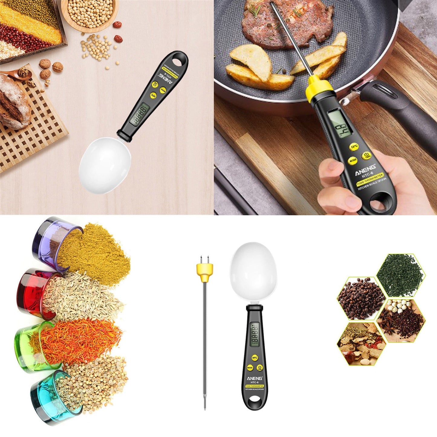 Chmadoxn Kitchen Scale Spoon Gram Measuring Spoon, 500g/0.1g Cute Digital Weight Scale Spoon Milligram Measuring Scoop Grams Electronic Measuring Cup for Portioning Tea, Flour, Spices As Show B