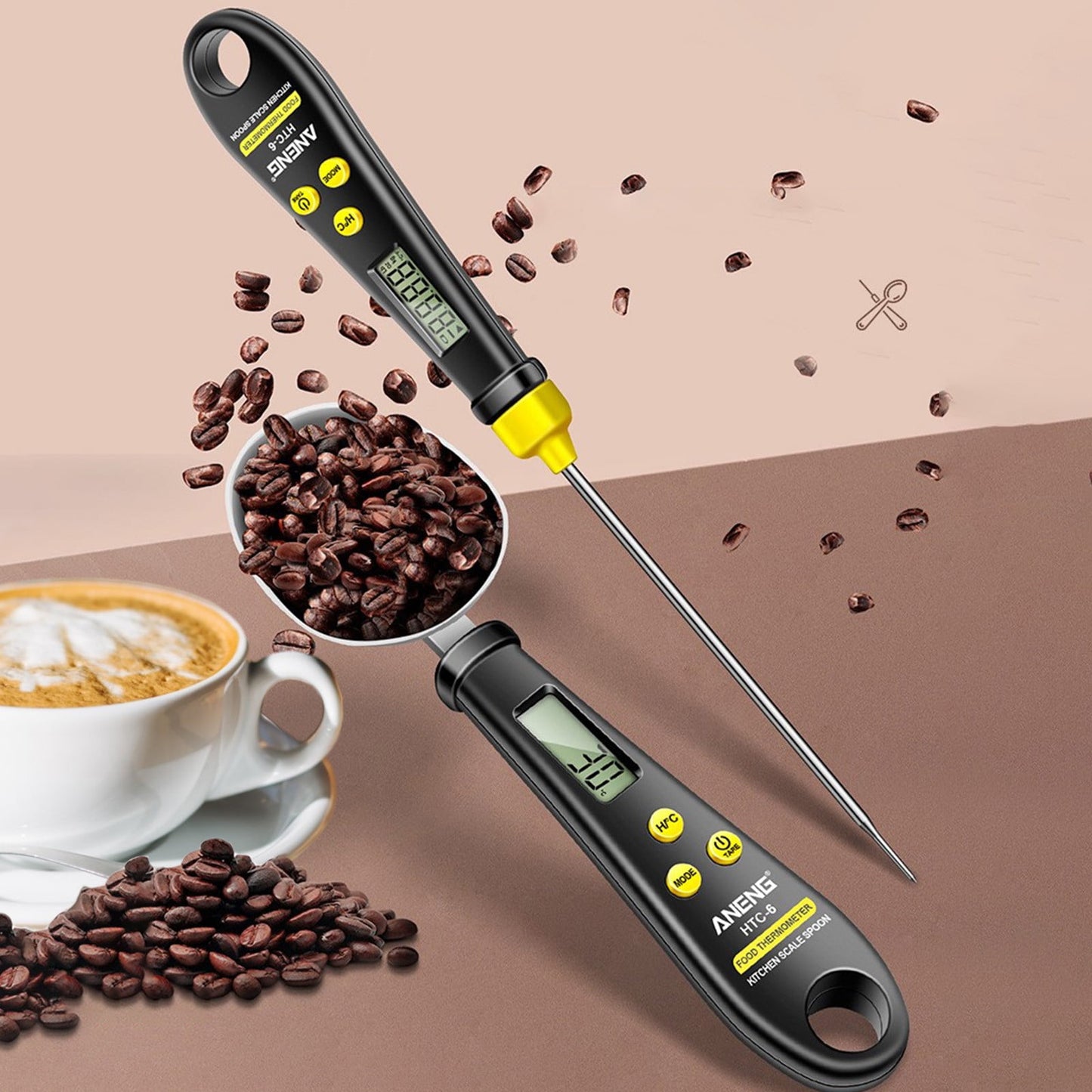 Chmadoxn Kitchen Scale Spoon Gram Measuring Spoon, 500g/0.1g Cute Digital Weight Scale Spoon Milligram Measuring Scoop Grams Electronic Measuring Cup for Portioning Tea, Flour, Spices As Show D