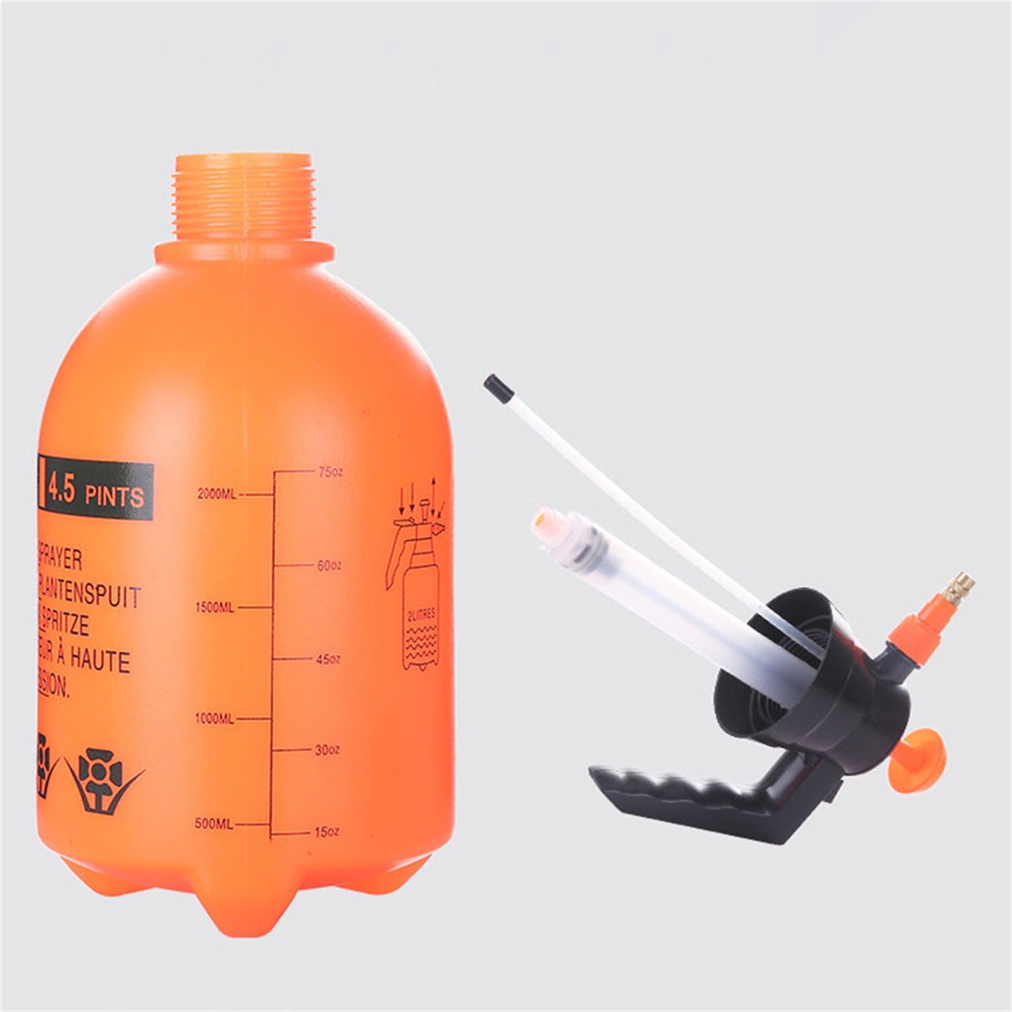 Darzheoy Handheld Garden Pump Sprayer, 2L Lawn & Garden Pressure Water Spray Bottle with Adjustable Brass Nozzle, for Plants and Other Cleaning Solutions Orange
