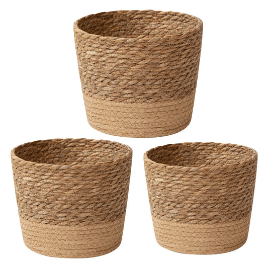 Darzheoy Woven Seagrass Plant Basket, Flower Pots Home Boho Decor, Storage Picnic Grocery Straw Bag for Plant Artificial Tree - 5.5"×8.7"×6.3 E