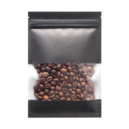 Chmadoxn Kraft Paper Bags, Pouches Packaging Paper Sealable Bags, Food Packaging Bags with Window, Ziplock Coffee Bags for Small Business, Resealable Bags 5.1×3.5 in BLACK