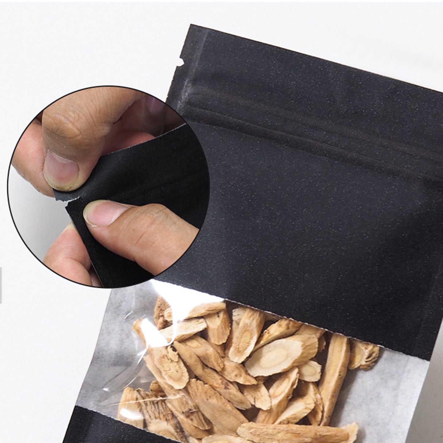 Chmadoxn Kraft Paper Bags, Pouches Packaging Paper Sealable Bags, Food Packaging Bags with Window, Ziplock Coffee Bags for Small Business, Resealable Bags 3.5×2.8 in White