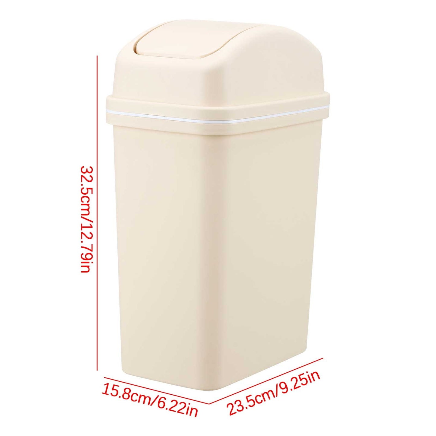 Chmadoxn Kitchen Trash Can 6 L with Lid, Plastic Tall Garbage Can Outdoor and Indoor, Large Recycle Bin and Waste Basket for Home, Office, Garage, Patio, Restaurant 6.22×9.25×12.8 in A