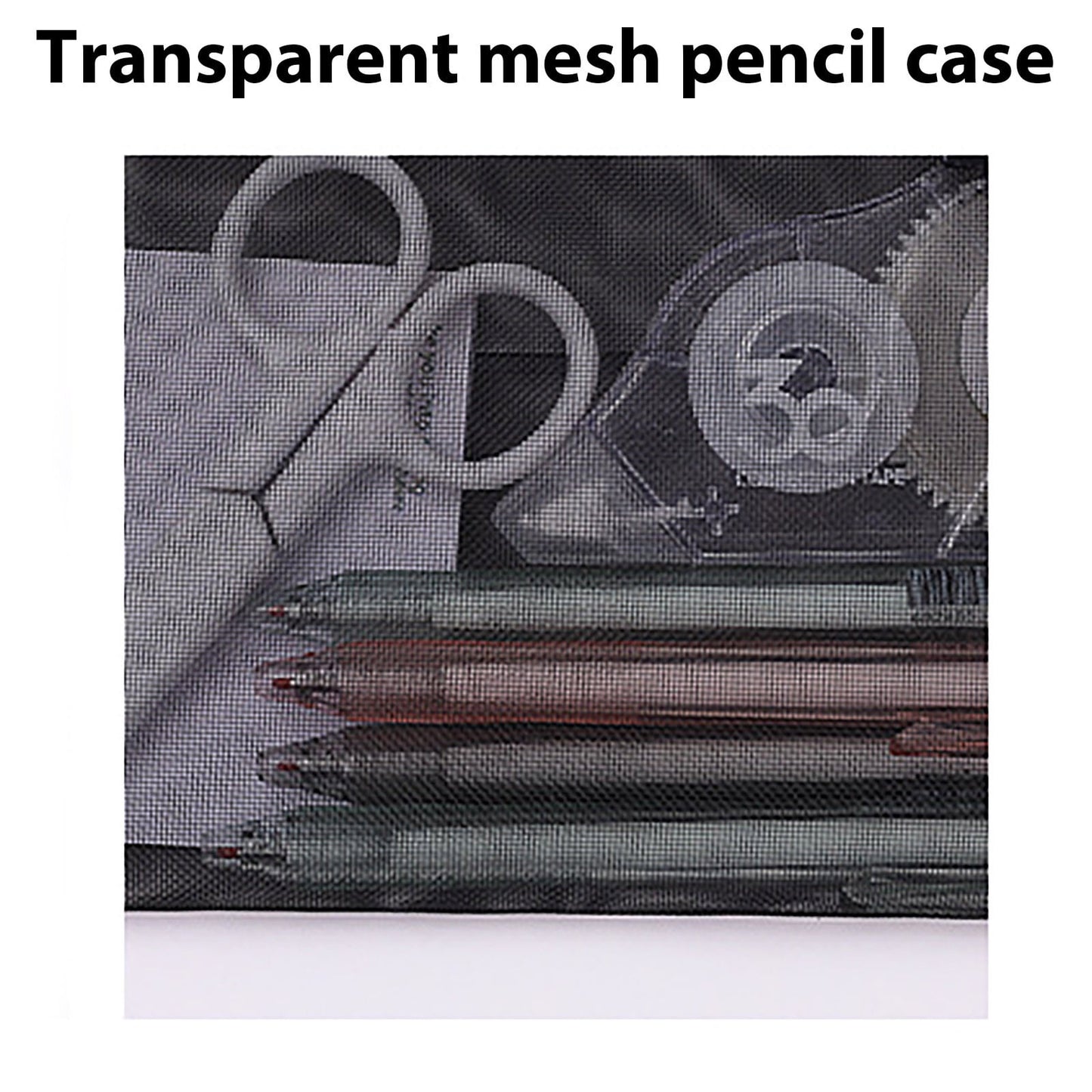 Kdkad Transparent Mesh Pencil Case, Pencil Pouch, Clear Makeup Bags, Nylon Mesh Pen Pouch with Zipper Pencil Case Stationery Storage Bag for Home Office Supplies Cosmetics Travel Accessories 8.3×4.7 in White