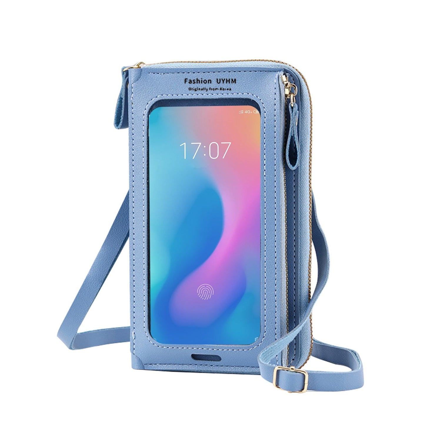 Kdkad CrossBody Bags with Touchscreen Cell Phone Purse Window Zipper Pocket, Phone Bag for Women, Small Travel Wallet 3.9×7.9 in Blue