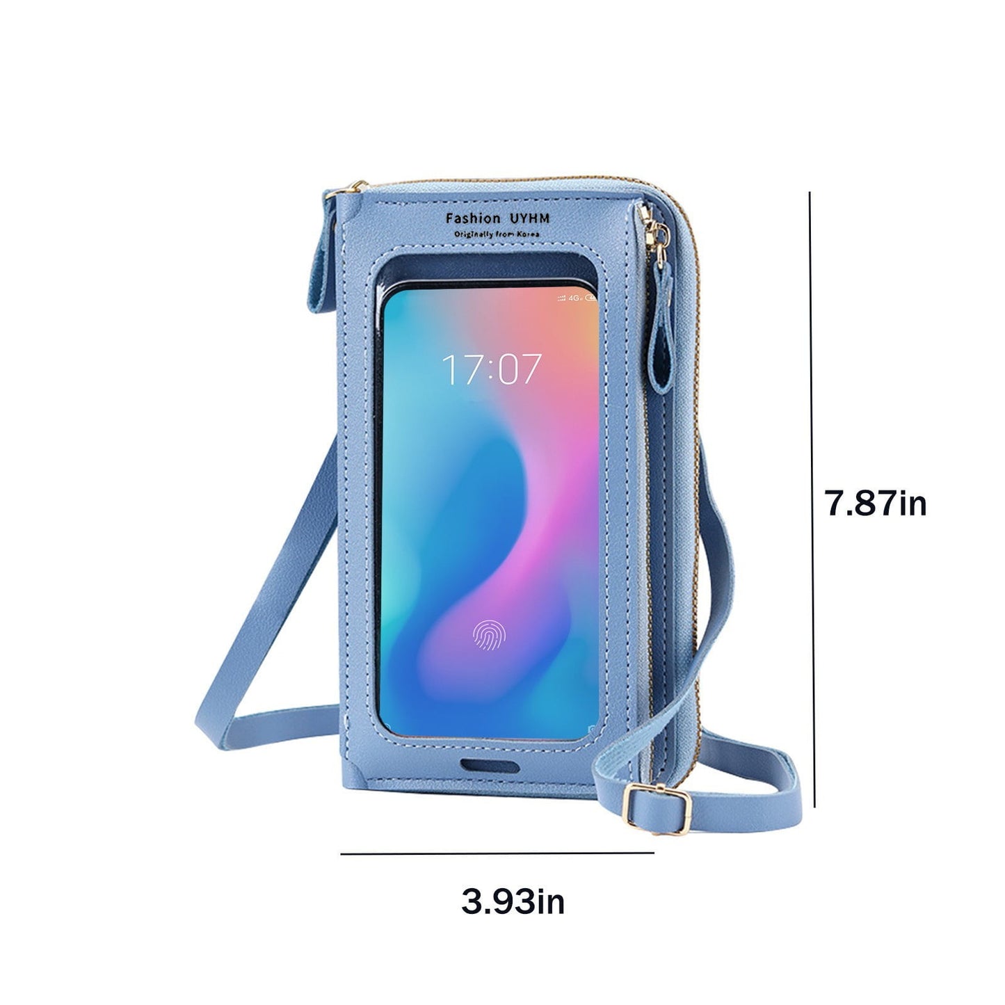 Kdkad CrossBody Bags with Touchscreen Cell Phone Purse Window Zipper Pocket, Phone Bag for Women, Small Travel Wallet 3.9×7.9 in Blue