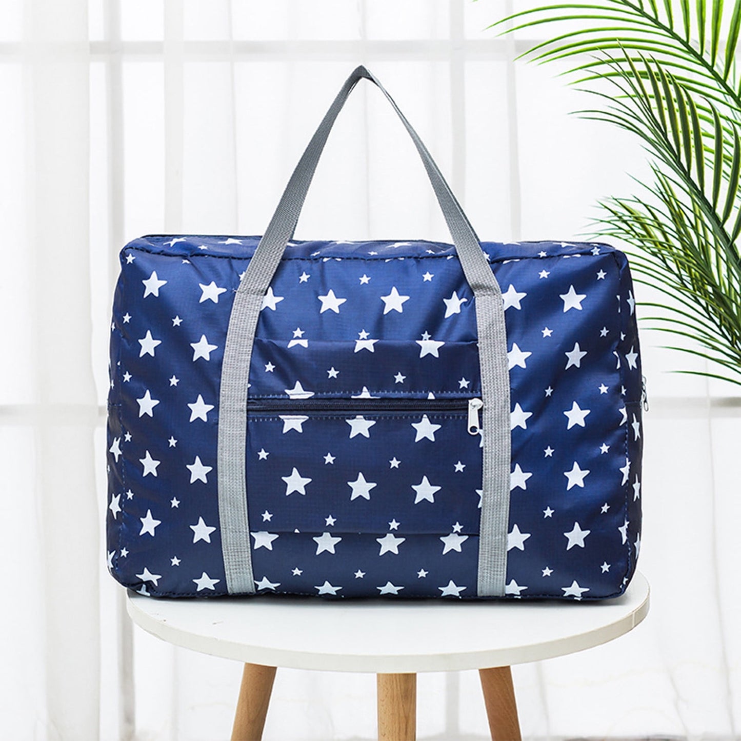 Kdkad Foldable Travel Duffel Bag, Tote Carry On Luggage Sport Duffle Weekend Overnight for Women and Girls, Gym Bag Waterproof Foldable Duffel Bag 19.1×5.8×9.8 in Dark Blue