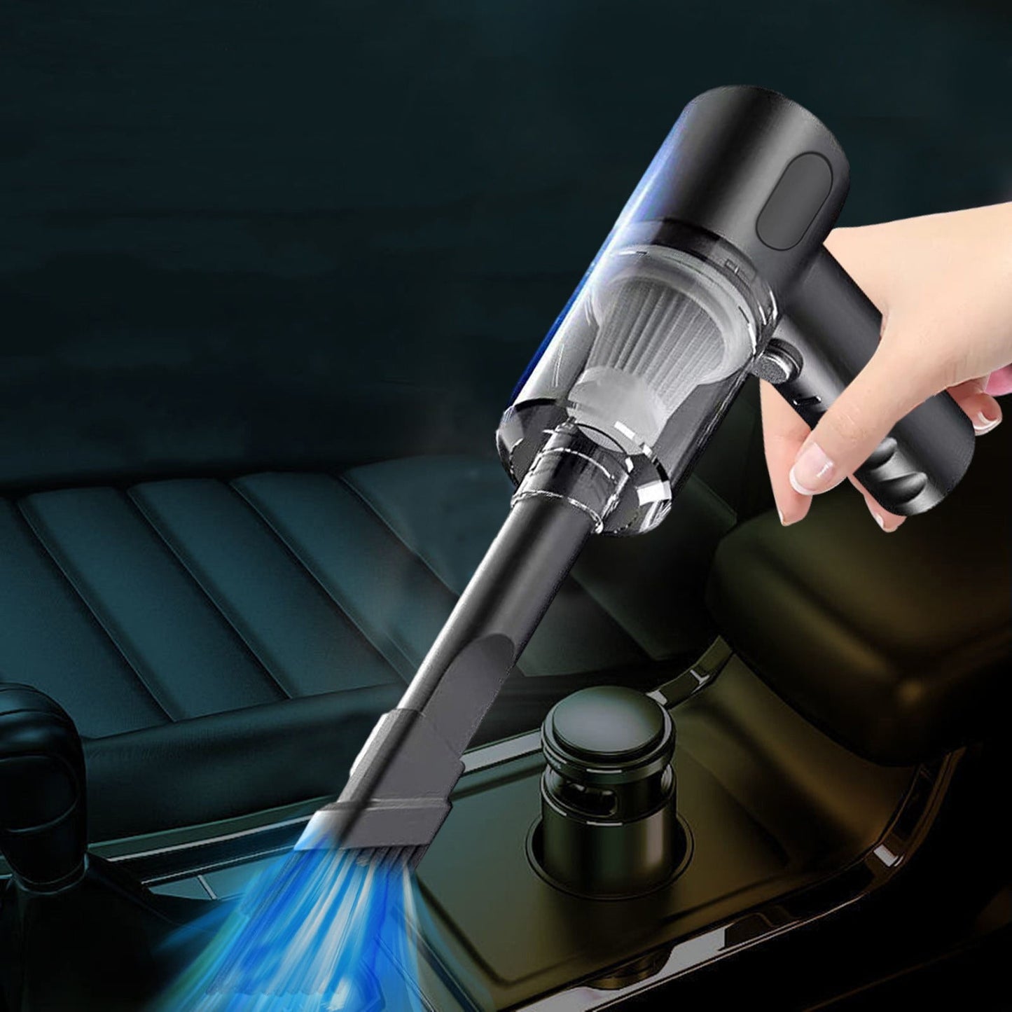 Kdkad Handheld Car Vacuum Cleaner, 120W Powerful Suction Small Car Vacuum Cleaner, Mini Dusts Buster with USB Portable Vacuum Cleaner(2 Filter) 6.1×6.4 in B