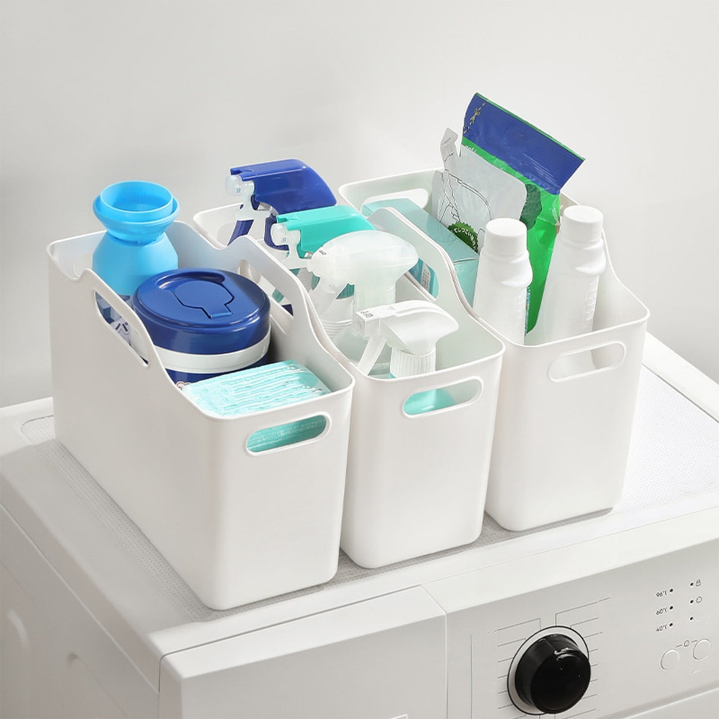 Kdkad White Plastic Storage Basket, Bins for Organization and Storage, Versatile Home Edit Containers,11 Inch Cube Storage Boxes for Office Kitchen Bathroom