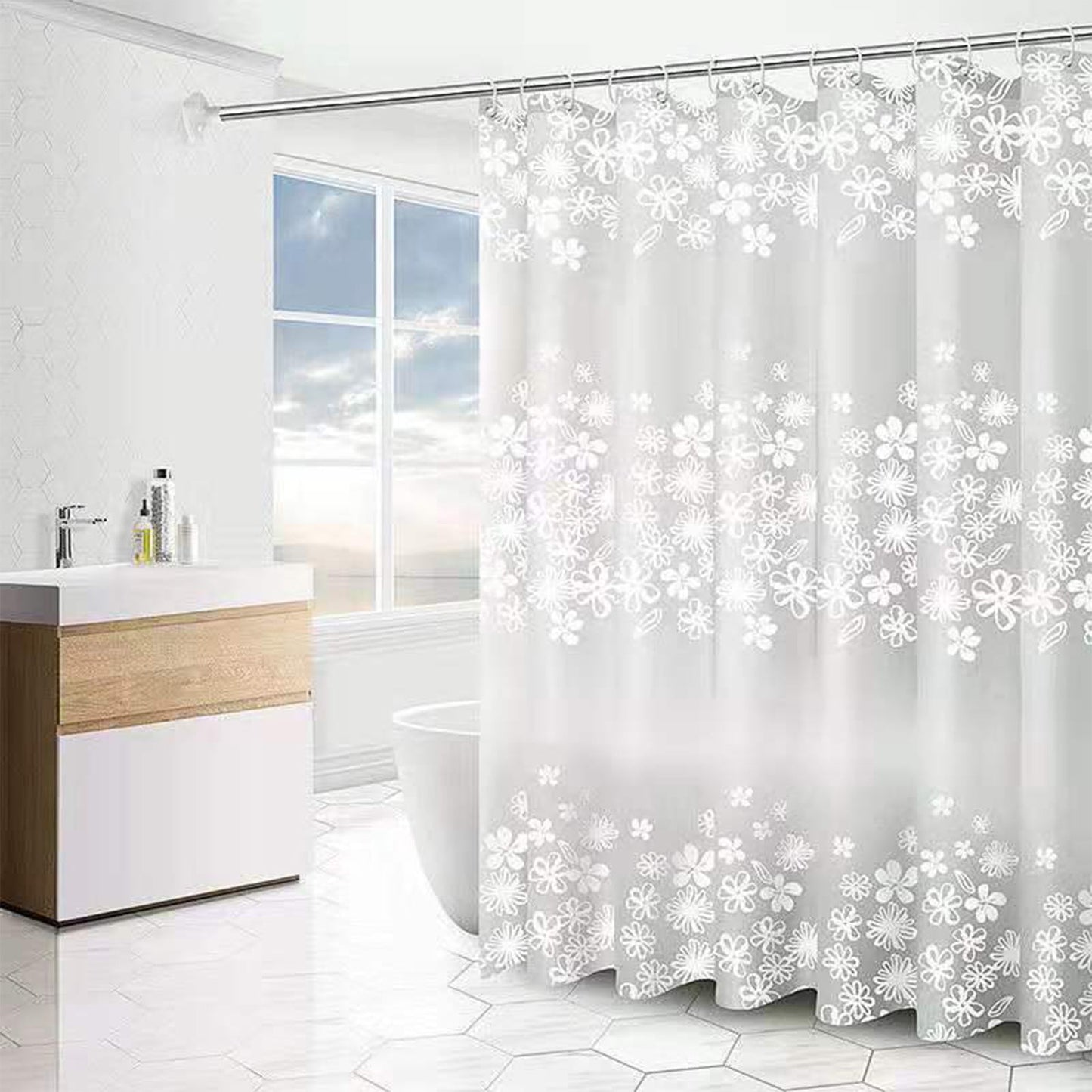 Kdkad Shower Curtain, 31.5×71 Inch Shower Curtain Liner, Waterproof Plastic Shower Liner, Cute Lightweight Shower Curtain for Bathroom 47.2×71 in G