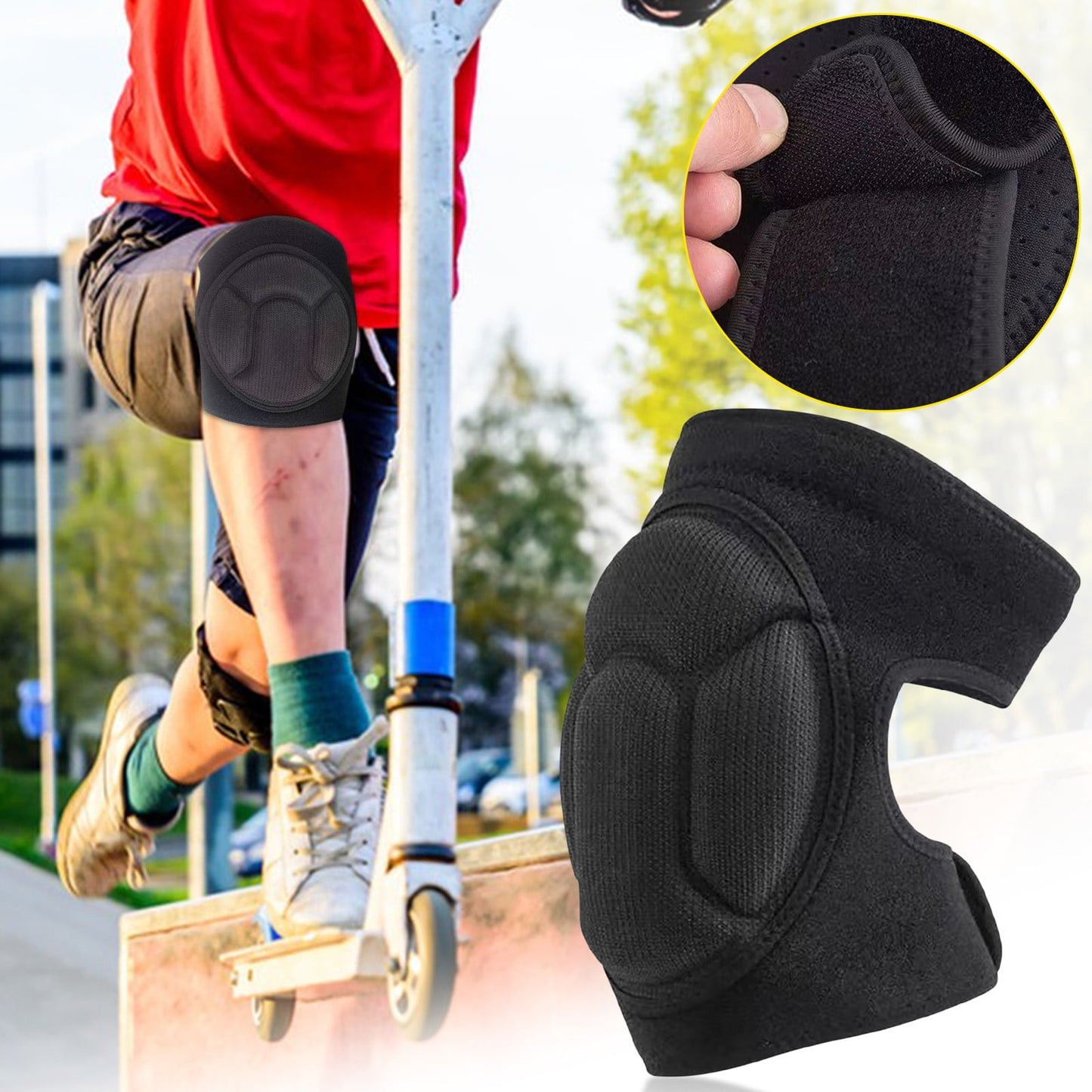 Darzheoy Adult Knee Pads for Gardening, Anti-Slip Collision Avoidance Kneepads with Thick EVA Foam, for House Cleaning, Construction Work, Volleyball, Football Knee Sleeve XL Black