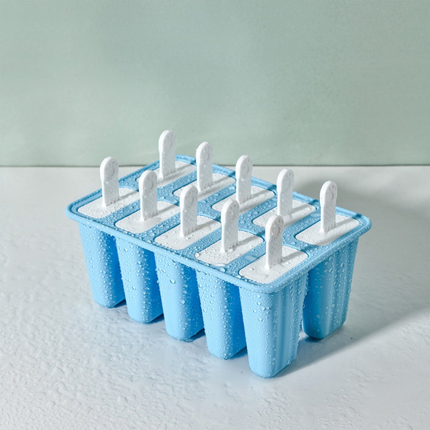 Darzheoy Popsicle Mould, Popsicle Molds 10 Pieces Silicone Ice Molds BPA Free Popsicle Mold Reusable Easy Release Ice Make Light Blue