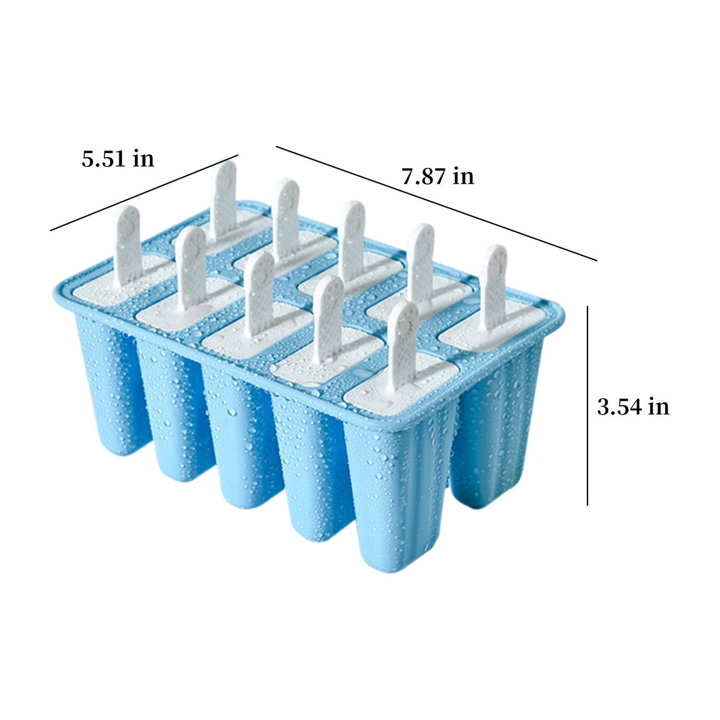 Darzheoy Popsicle Mould, Popsicle Molds 10 Pieces Silicone Ice Molds BPA Free Popsicle Mold Reusable Easy Release Ice Make Light Blue