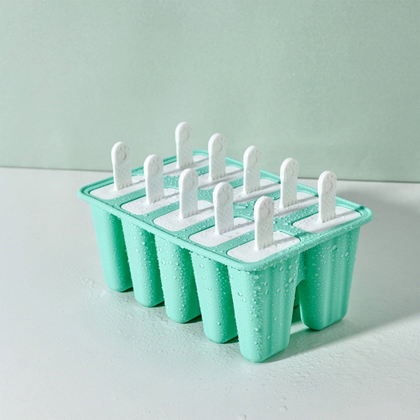 Darzheoy Popsicle Mould, Popsicle Molds 10 Pieces Silicone Ice Molds BPA Free Popsicle Mold Reusable Easy Release Ice Make Mint Green