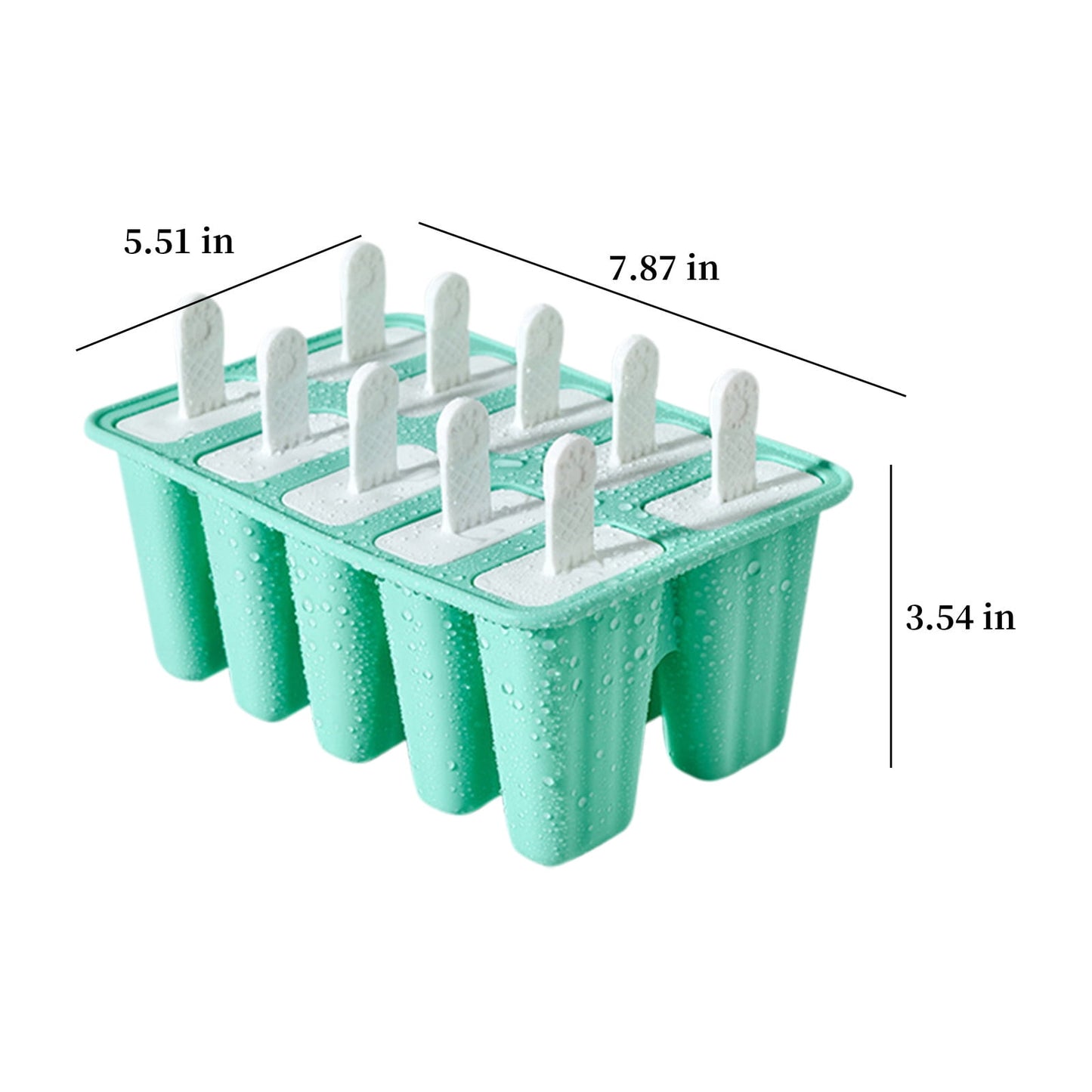 Darzheoy Popsicle Mould, Popsicle Molds 10 Pieces Silicone Ice Molds BPA Free Popsicle Mold Reusable Easy Release Ice Make Mint Green