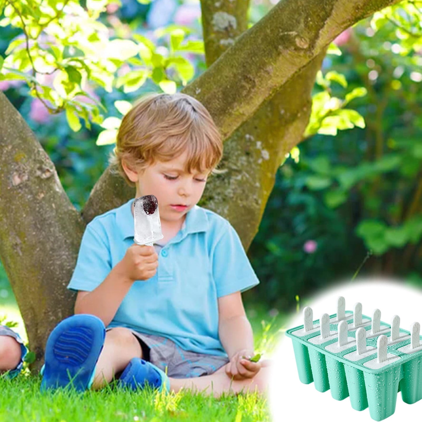 Darzheoy Popsicle Mould, Popsicle Molds 10 Pieces Silicone Ice Molds BPA Free Popsicle Mold Reusable Easy Release Ice Make Mint Green