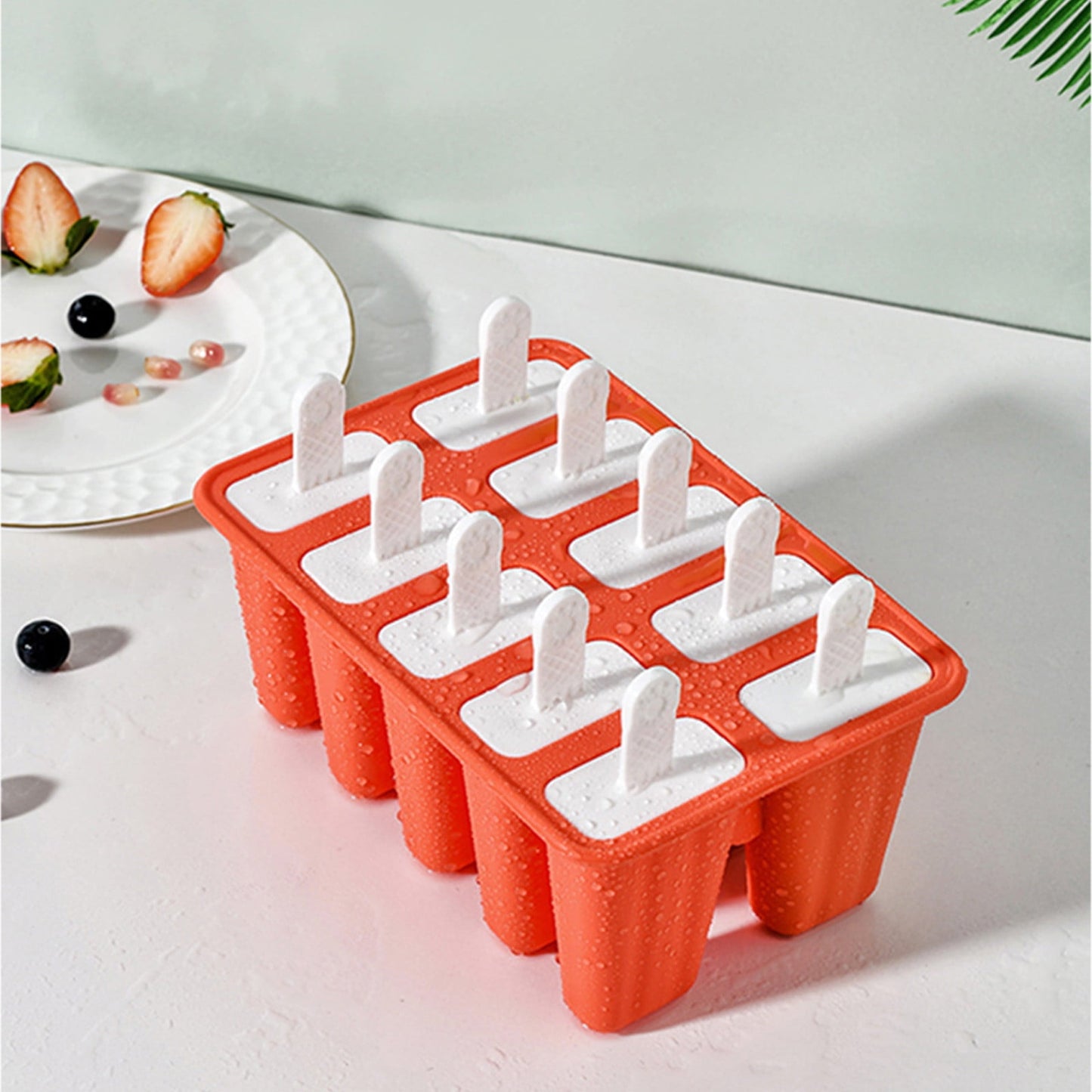 Darzheoy Popsicle Mould, Popsicle Molds 10 Pieces Silicone Ice Molds BPA Free Popsicle Mold Reusable Easy Release Ice Make Red