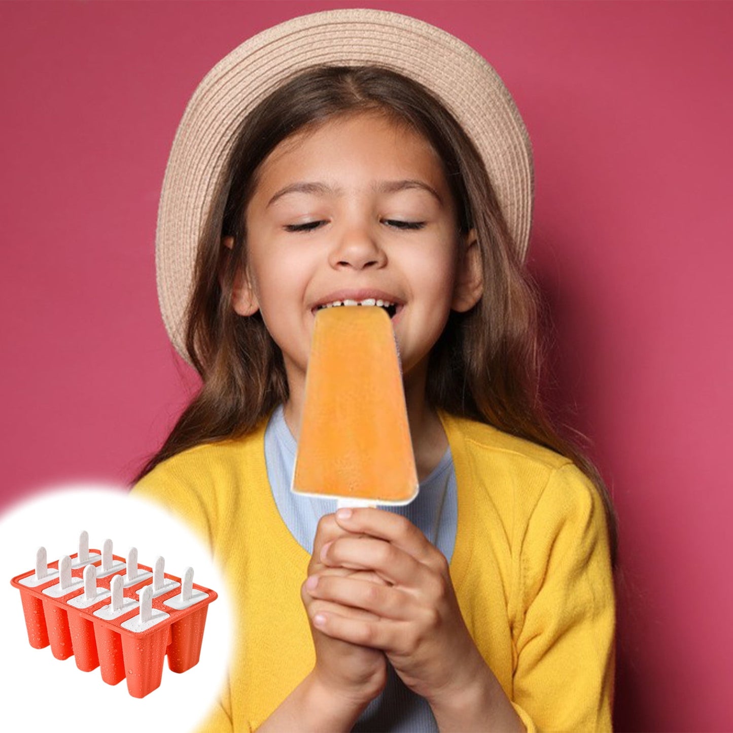 Darzheoy Popsicle Mould, Popsicle Molds 10 Pieces Silicone Ice Molds BPA Free Popsicle Mold Reusable Easy Release Ice Make Red