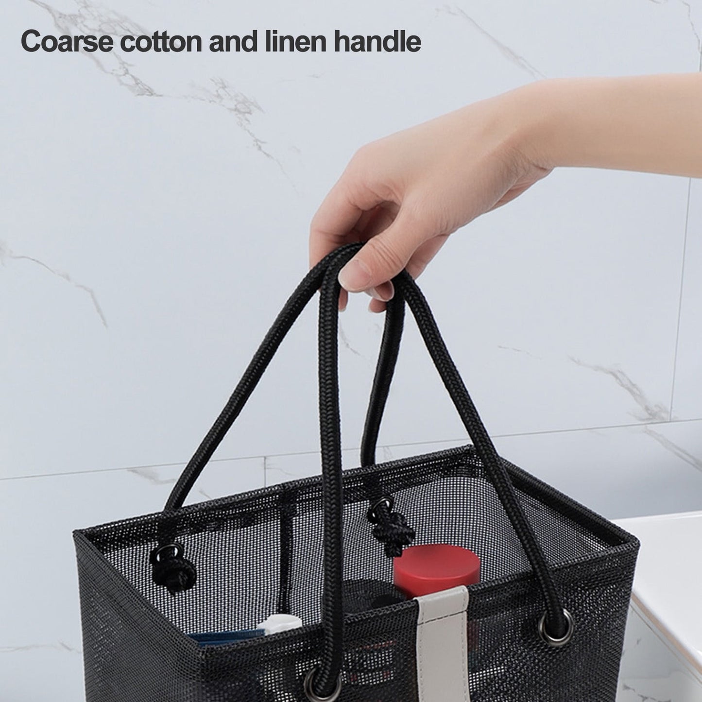 Kdkad Mesh Shower Caddy Freestanding Portable Shower Tote Bag for College Dorm, Hanging Shower Caddy Dorm Basket, Bathroom, Gym, Travel, Quick Dry Hanging Shower Organizer for Toiletry Essentials 10.2×6.3×9.8 in Black