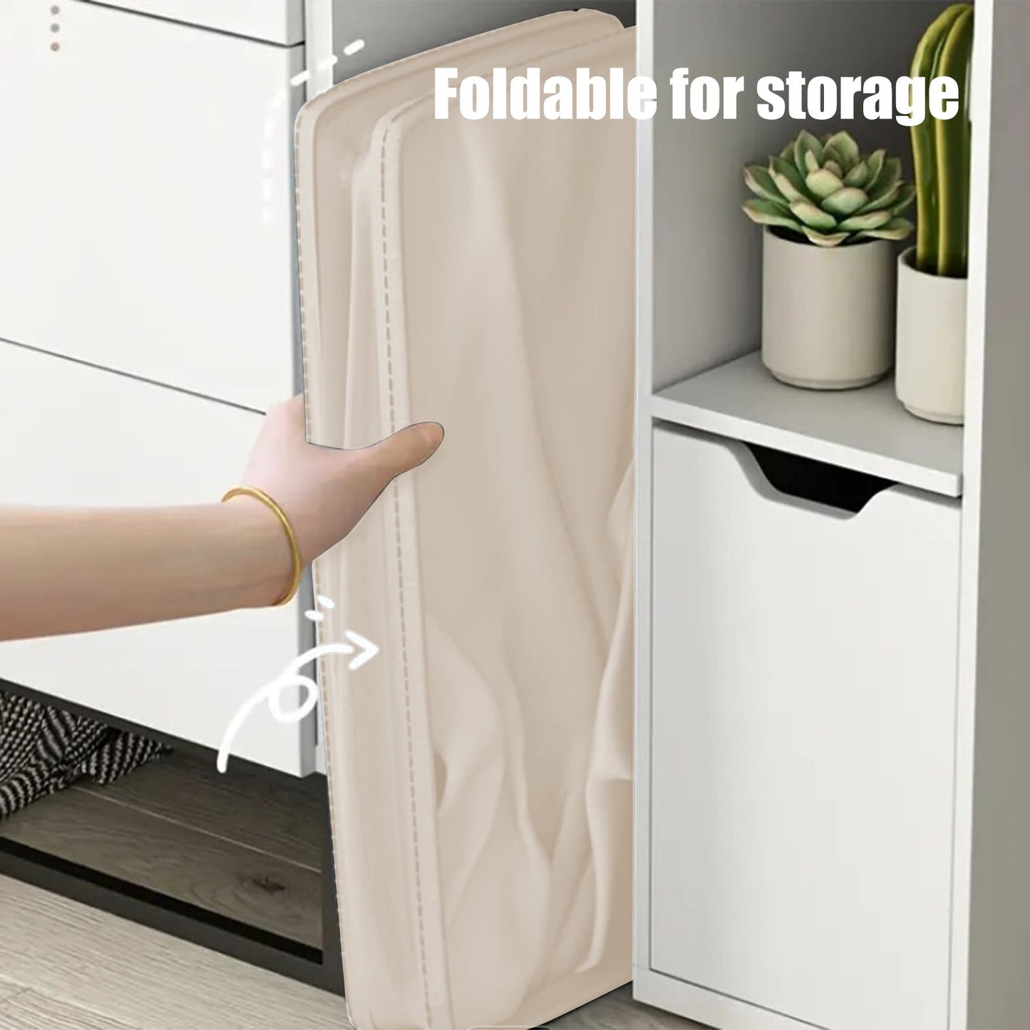 Darzheoy Laundry Baskets with Wheels and Handle, Collapsible Laundry Baskets, Clothes Laundry Basket with Removable Wash Bags for College Dorm, Rolling Laundry Hamper Beige