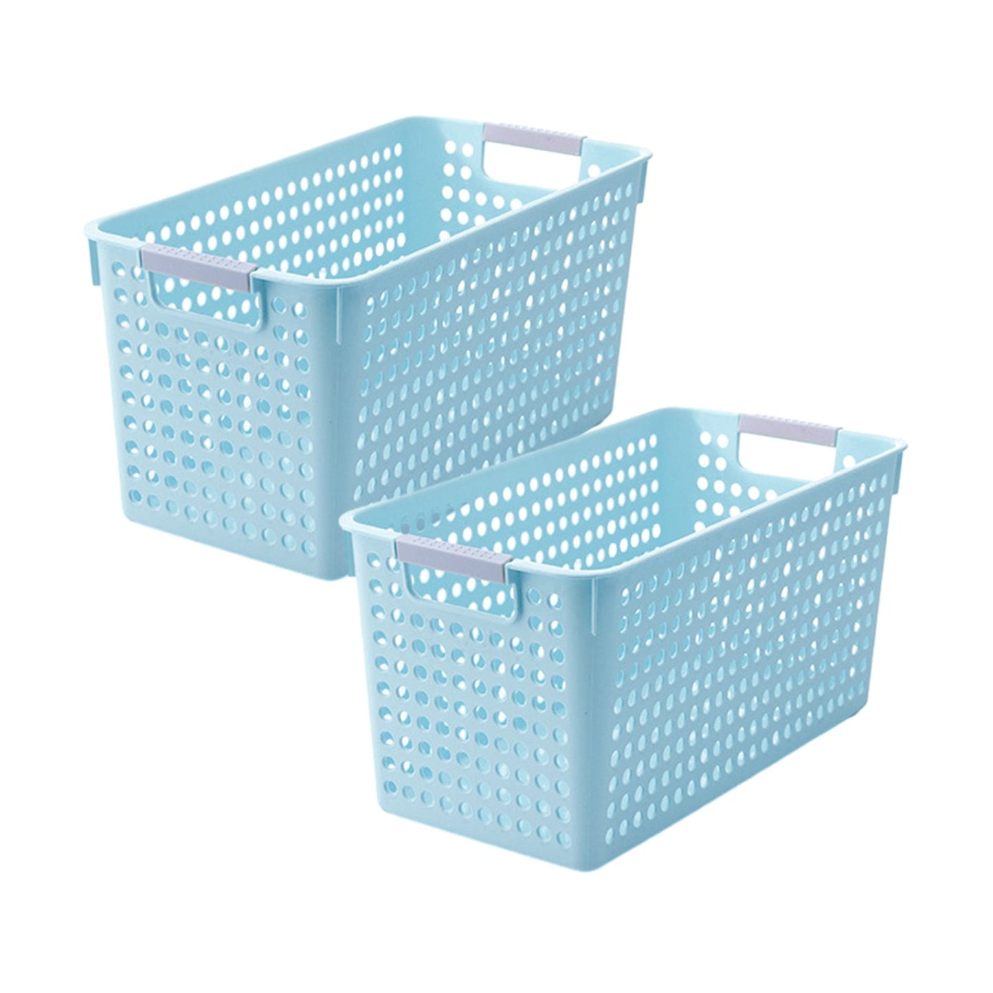 Darzheoy Laundry Basket, 2 pcs Plastic Hamper with Handles, Open Storage Bin to Organize Closets, Cabinets, Pantry, Shelving and Countertop Space, Suitable for Families and Dorms 3PC-Blue