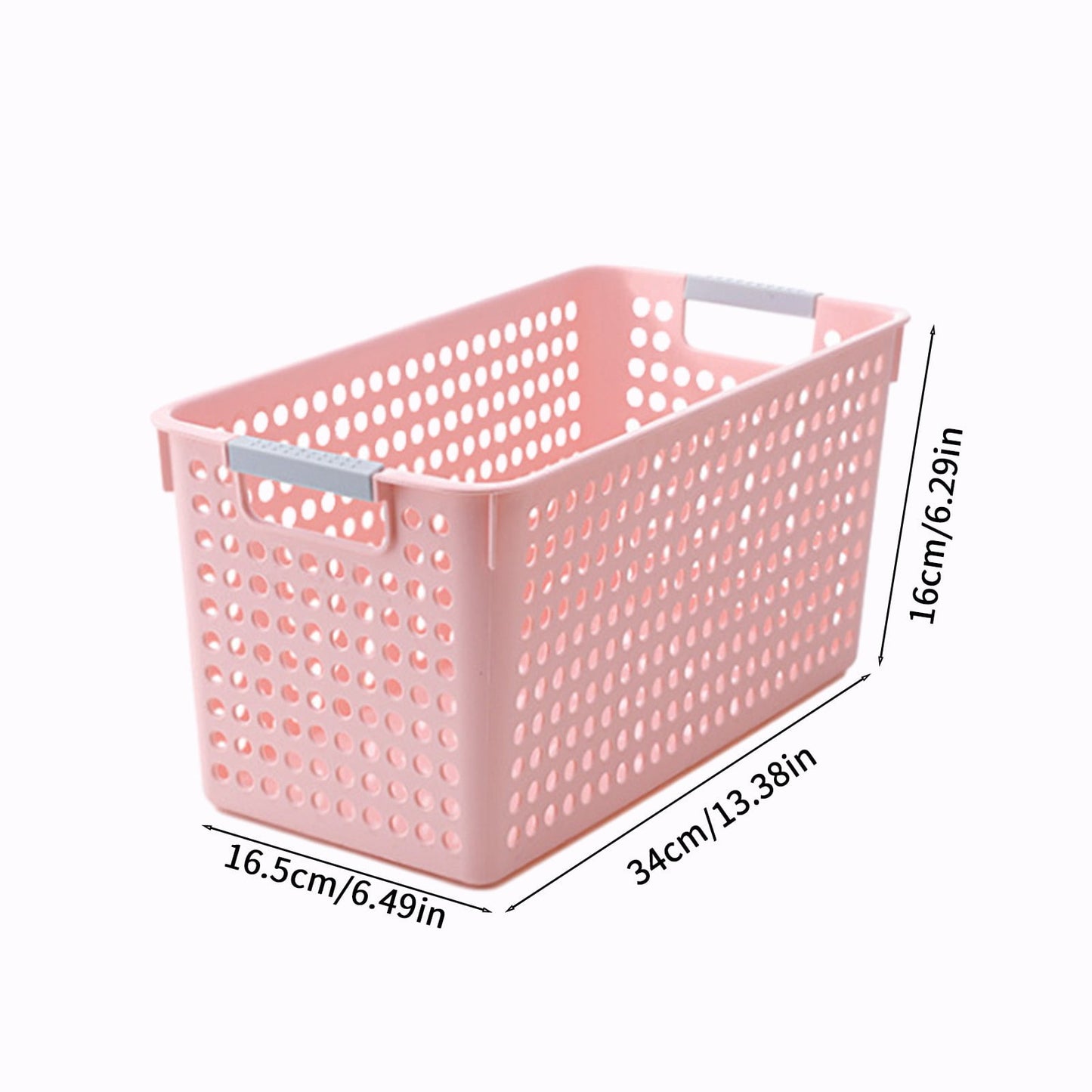 Darzheoy Laundry Basket, 2 pcs Plastic Hamper with Handles, Open Storage Bin to Organize Closets, Cabinets, Pantry, Shelving and Countertop Space, Suitable for Families and Dorms 3PC-Pink
