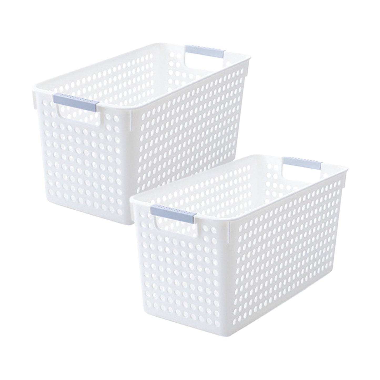 Darzheoy Laundry Basket, 2 pcs Plastic Hamper with Handles, Open Storage Bin to Organize Closets, Cabinets, Pantry, Shelving and Countertop Space, Suitable for Families and Dorms 3PC-White