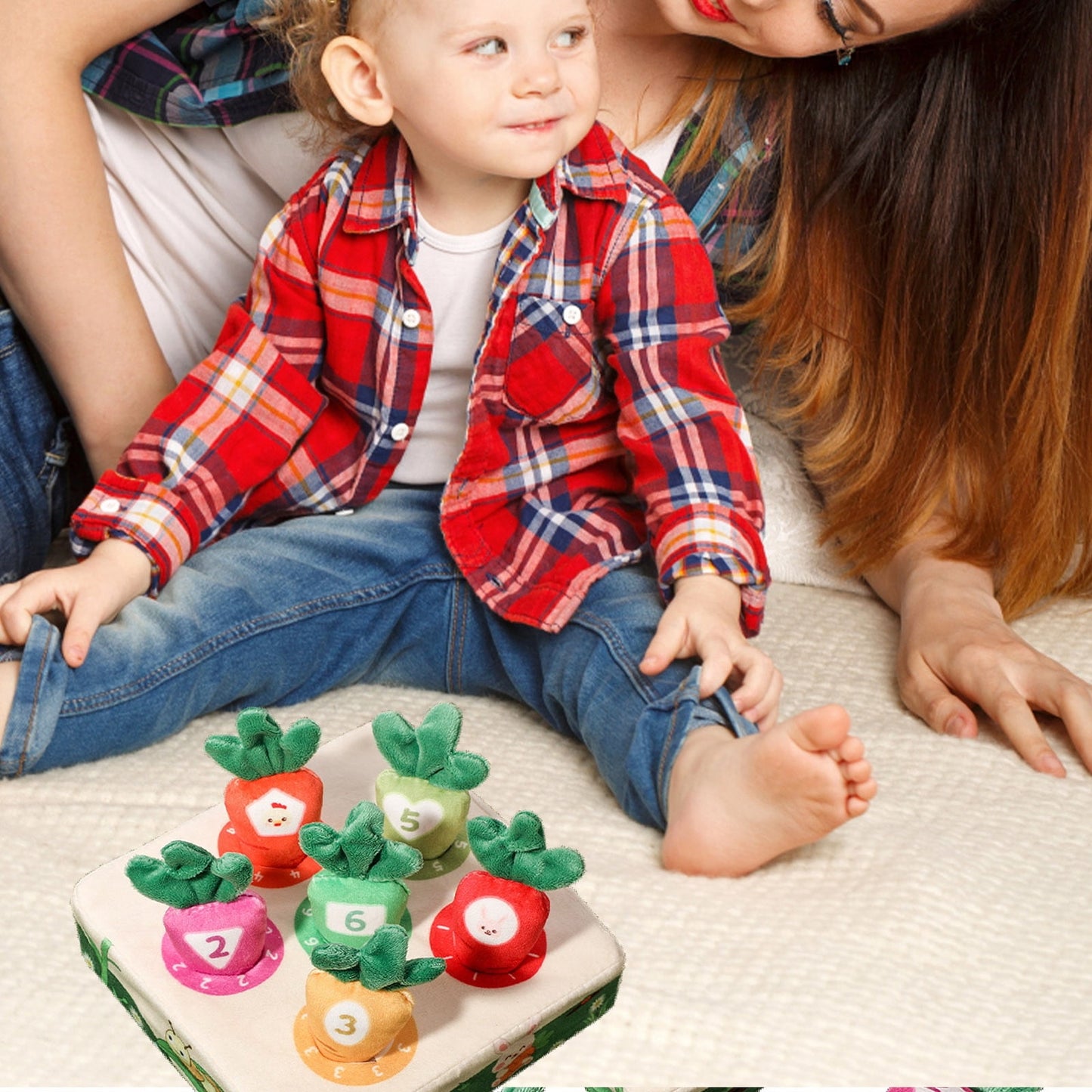 Chmadoxn Plush Toys Carrot Harvesting Game Shape Sorting Matching Puzzle Baby ToysEducational Developmental Birthday Gifts for 3 Year Old Baby Boys and Girls