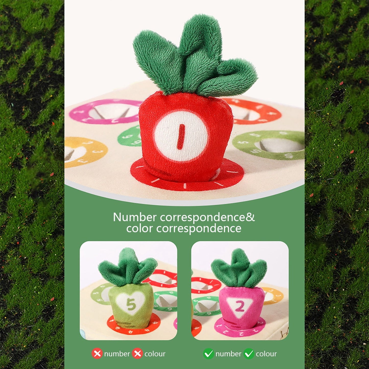 Chmadoxn Plush Toys Carrot Harvesting Game Shape Sorting Matching Puzzle Baby ToysEducational Developmental Birthday Gifts for 3 Year Old Baby Boys and Girls