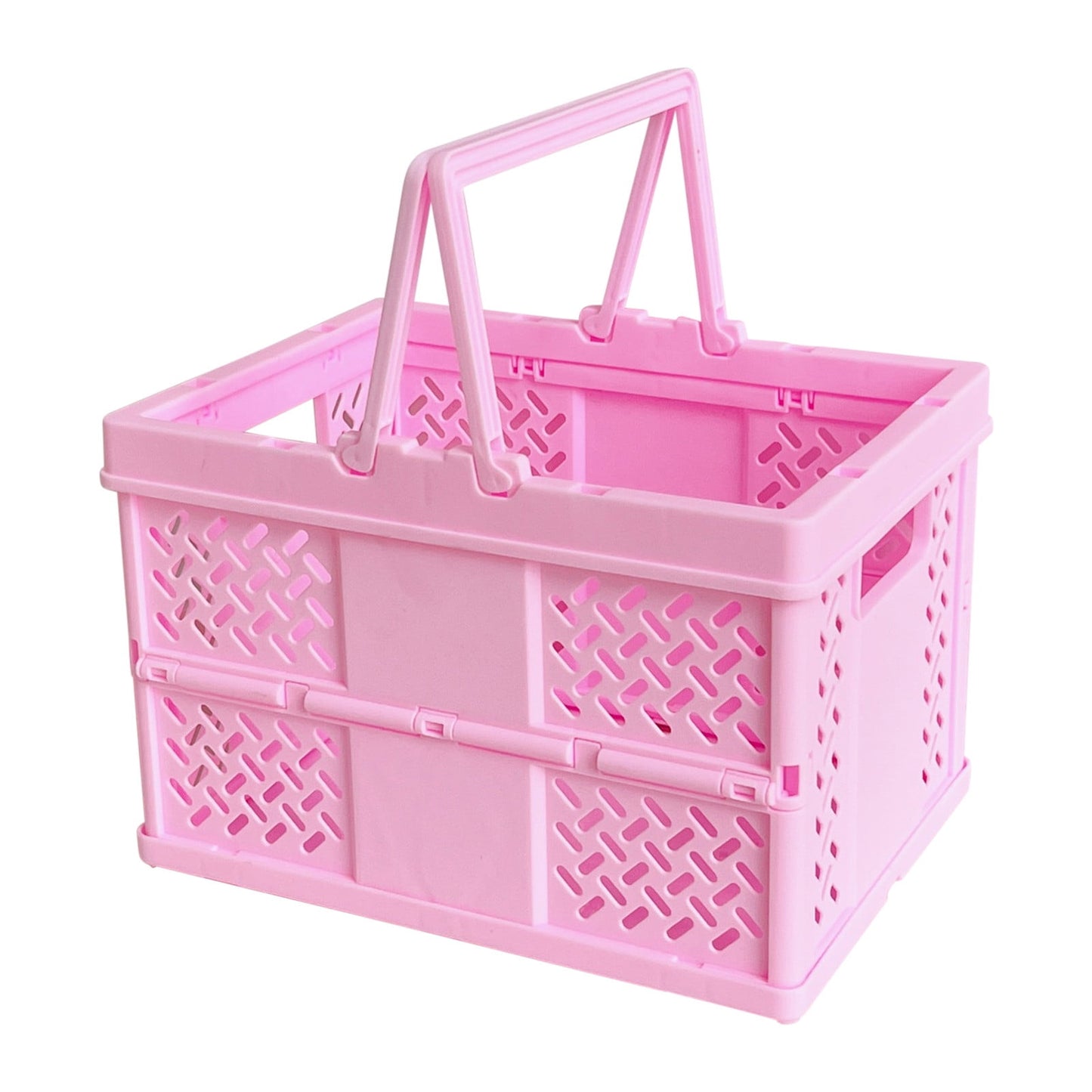 Darzheoy Large Picnic Basket, Collapsible Picnic Basket, Basket With Handle, Beach Picnic Basket, For Home, Kitchen, Camping, Picnic, Beach, Shopping Pink