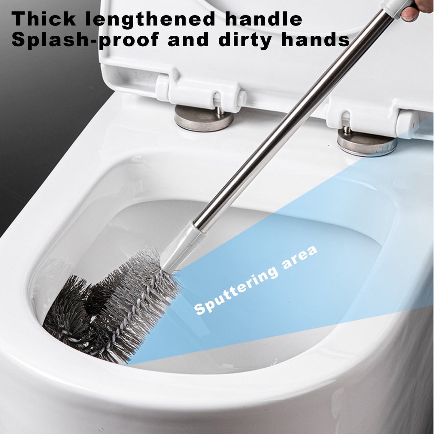 Kdkad Toilet Brush, Curved Design Angled Cleaner Brush Scrubber for Deep Cleaning, Long Plastic Handle and Flexible Bristles Bathroom Toilet Bowl Brush 20×4.5 in White