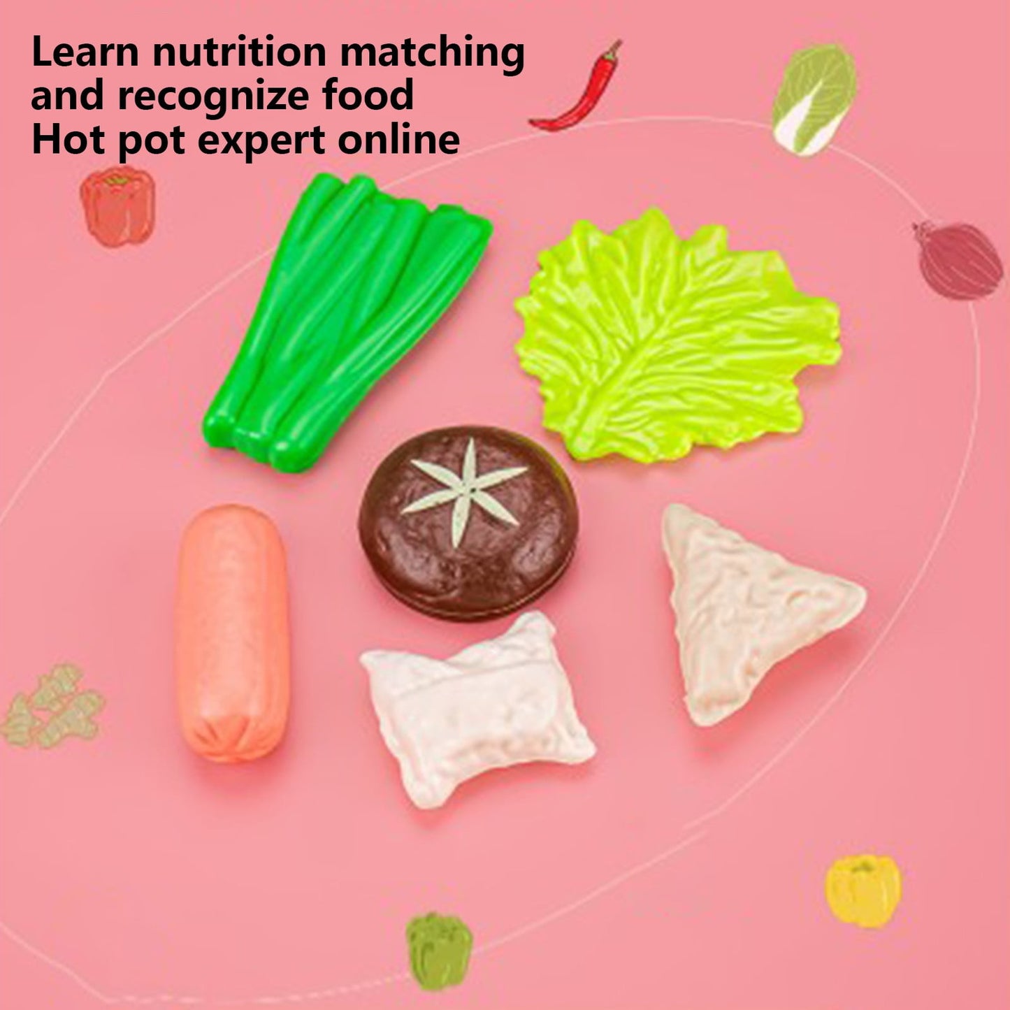 Chmadoxn Play Food Toy Set for Kids Kitchen,Simulation Seafood Fruit & Vegetables Accessories,Kitchen Hot Pot Toys, Plastic Dishes, Toddler Play Kitchen Accessories Educational Toys for Boys Girls 33PCS