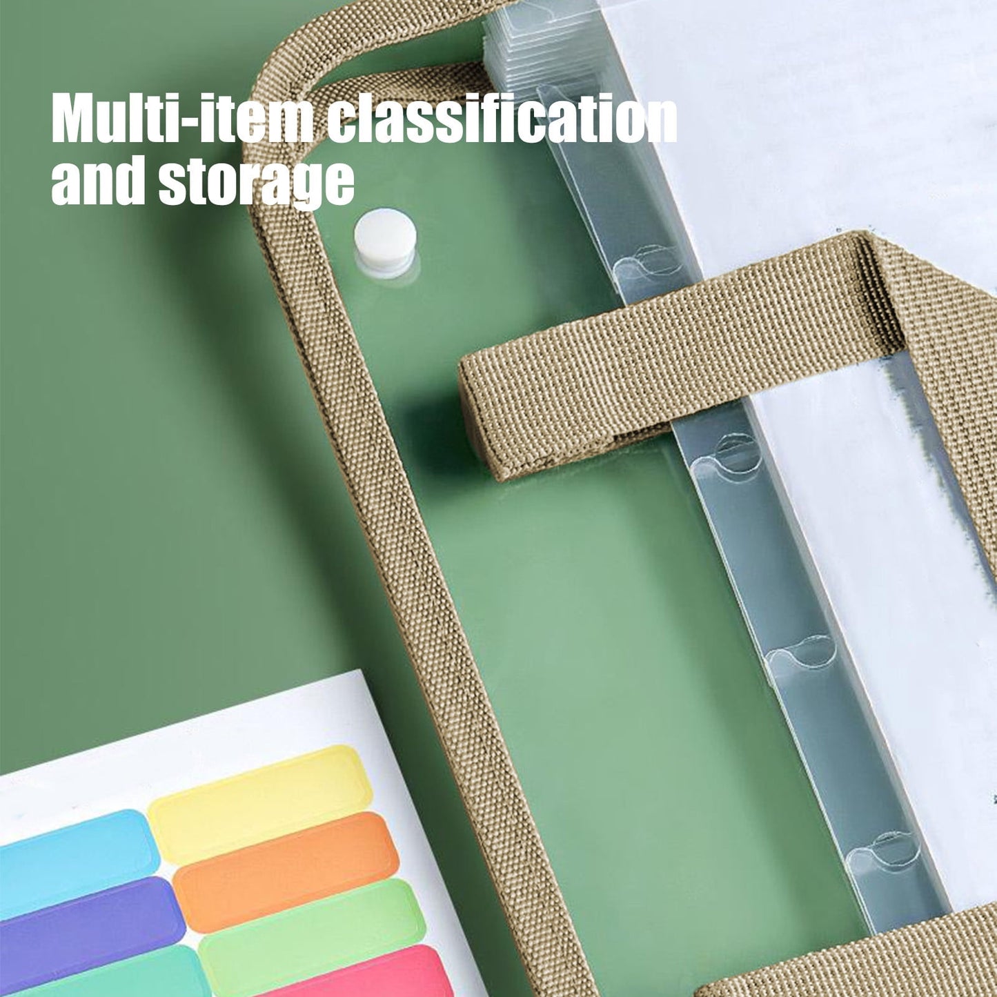 AYktou Expanding File Folder with Handle 13 Compartment Large Capacity File A4 Accordion File Organizer with buttons Portable Transparent and Waterproofing Filing Box for Classroom,Home,Office P-ink,Blue,Green,Khaki